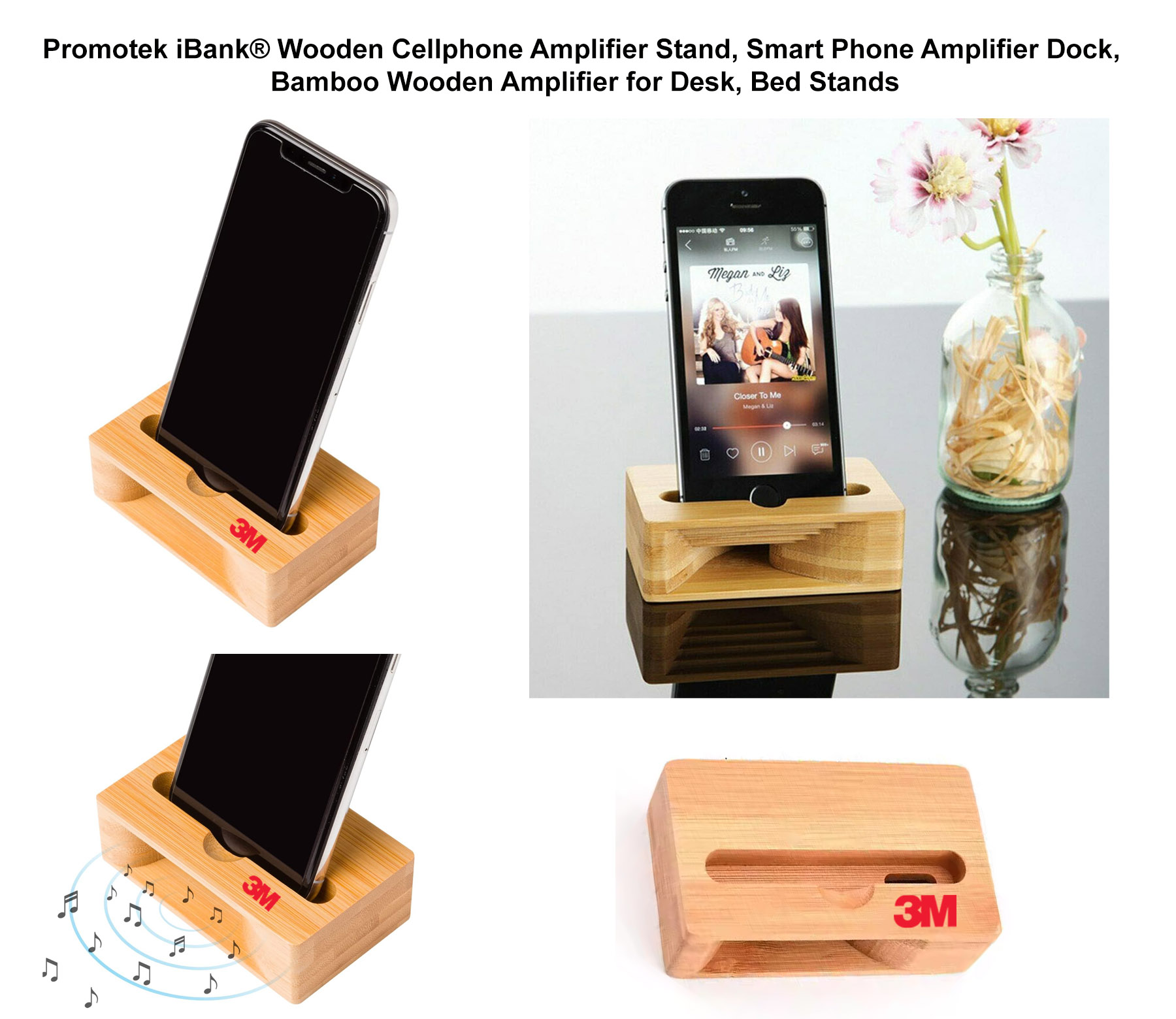 iBank ® Wooden Cellphone Amplifier Stand | Universal Smart Phone Amplifier Dock 2