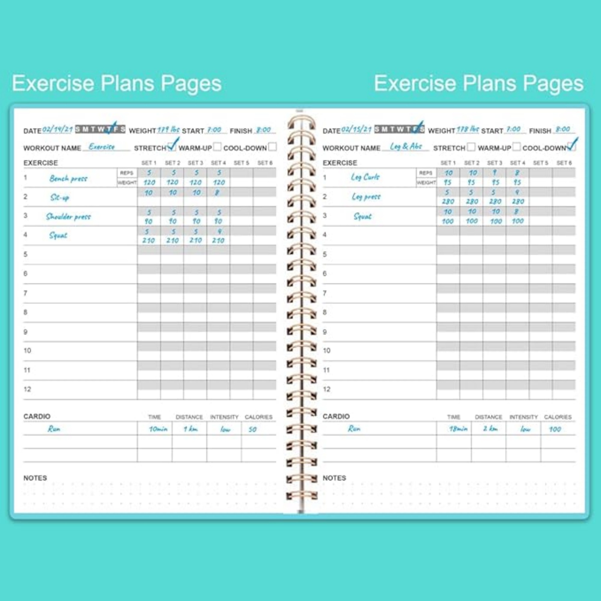 A5 68 Sheets Workout Log Book 6