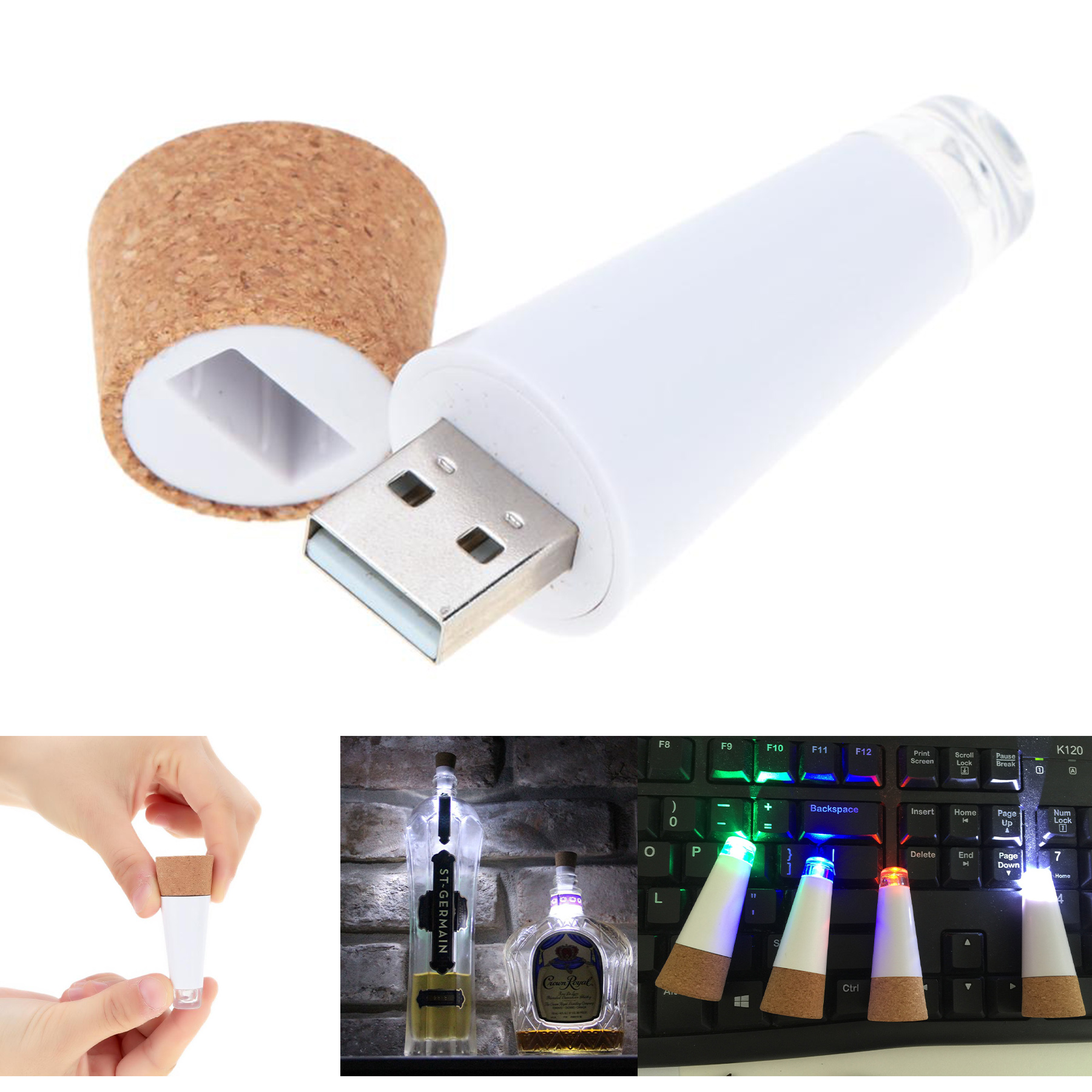 Light Cork Shaped Rechargeable USB Bottle Light 2