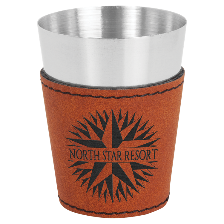 2 oz. Rawhide Leatherette & Stainless Steel Shot Glass 3