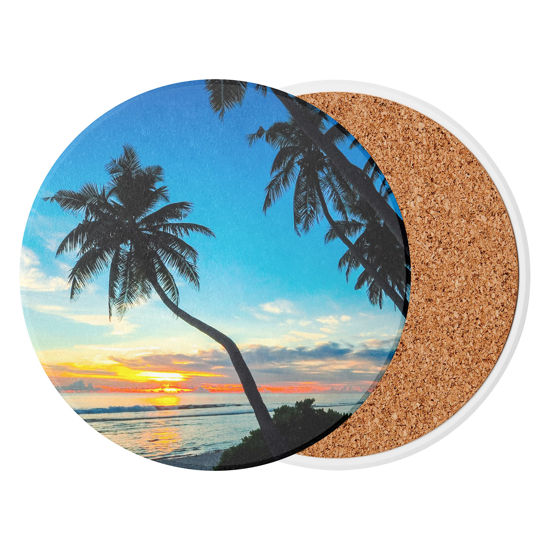 3.5'' Circular Ceramics Coaster With Cork Base 4