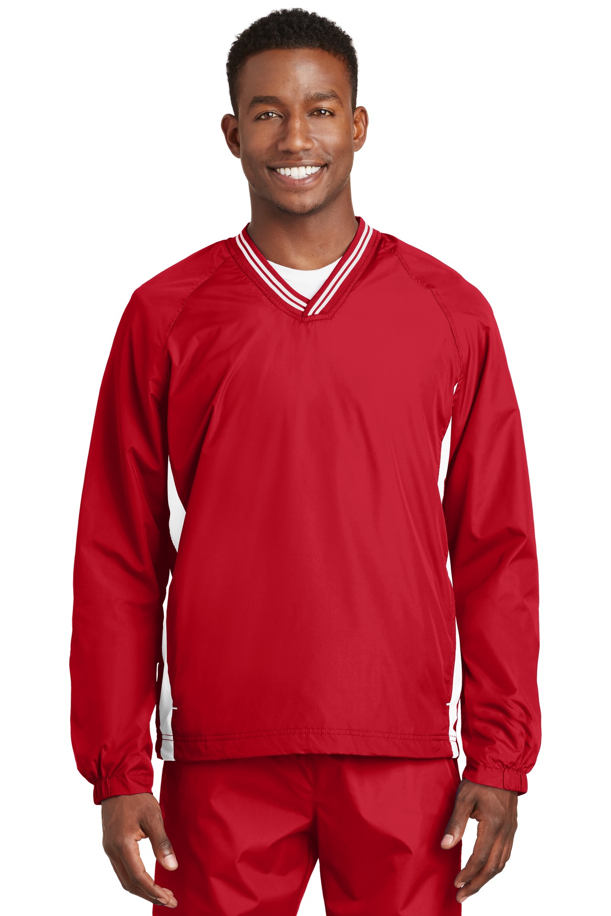 Sport-Tek Tipped V-Neck Raglan Wind Shirt. JST62 5