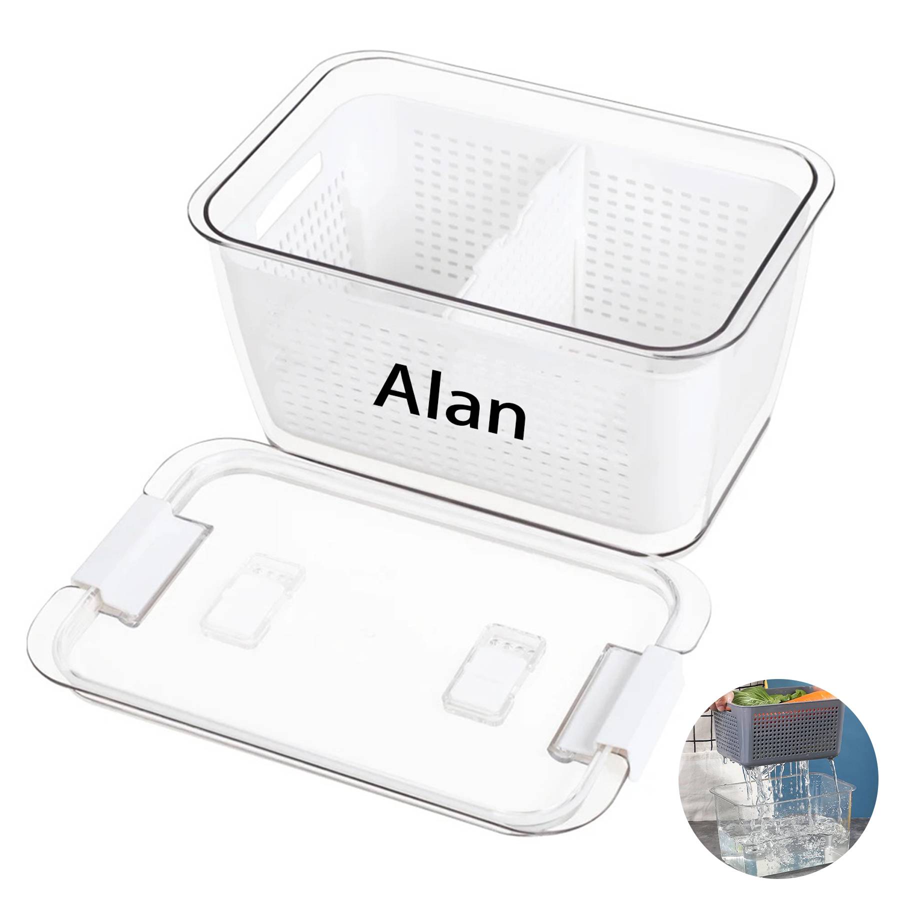 Transparent Drain Keep Fresh Storage Box