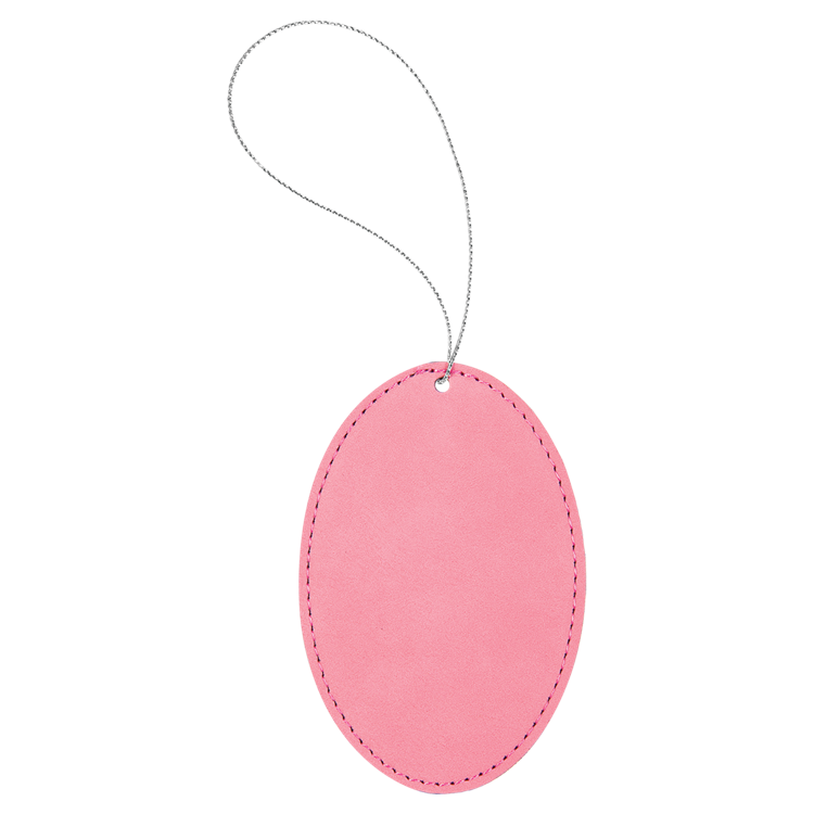 Pink Leatherette Oval Ornament with Gold String 3