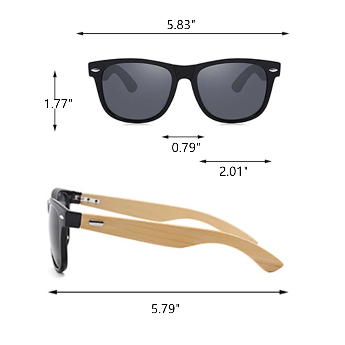 Classic Vintage Big Frame Sunglasses with Bamboo Wood Arms 5
