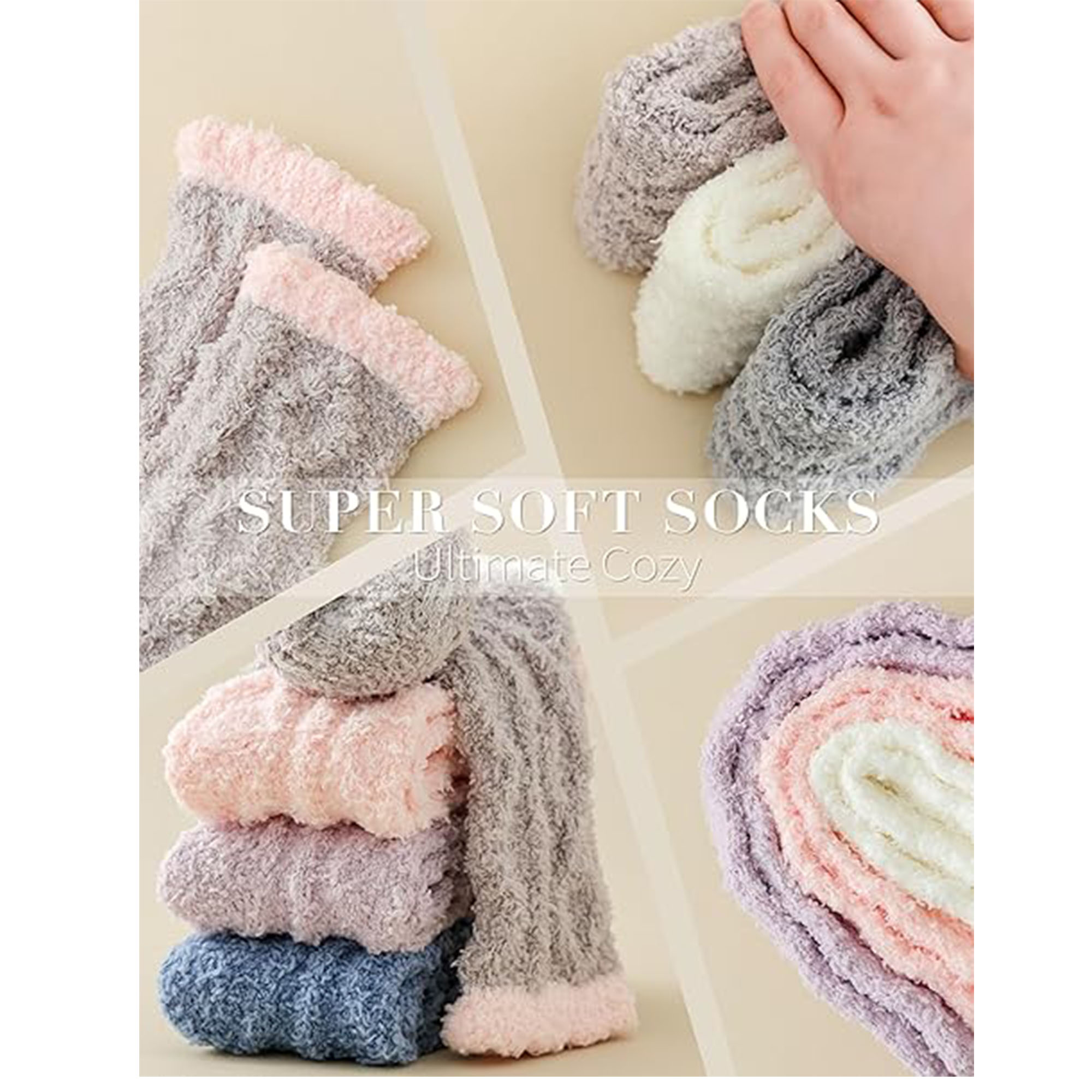 Fuzzy Socks Soft Cozy Fluffy Slipper Winter Warm Plush Socks Christmas Stocking Stuffers Gifts for 3