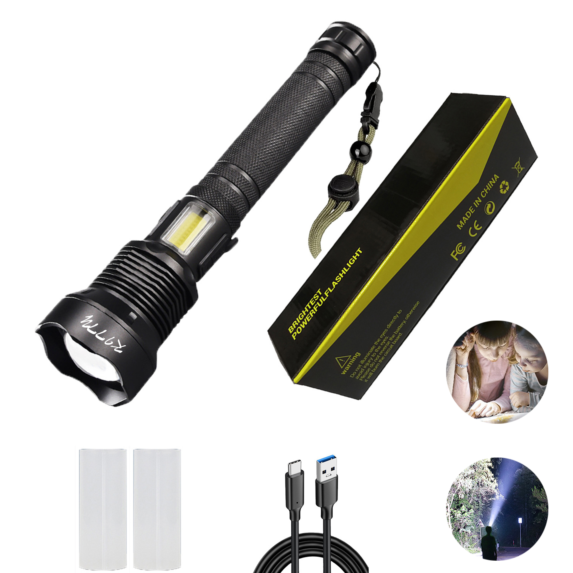 High-Brightness Rechargeable Outdoor COB Flashlight