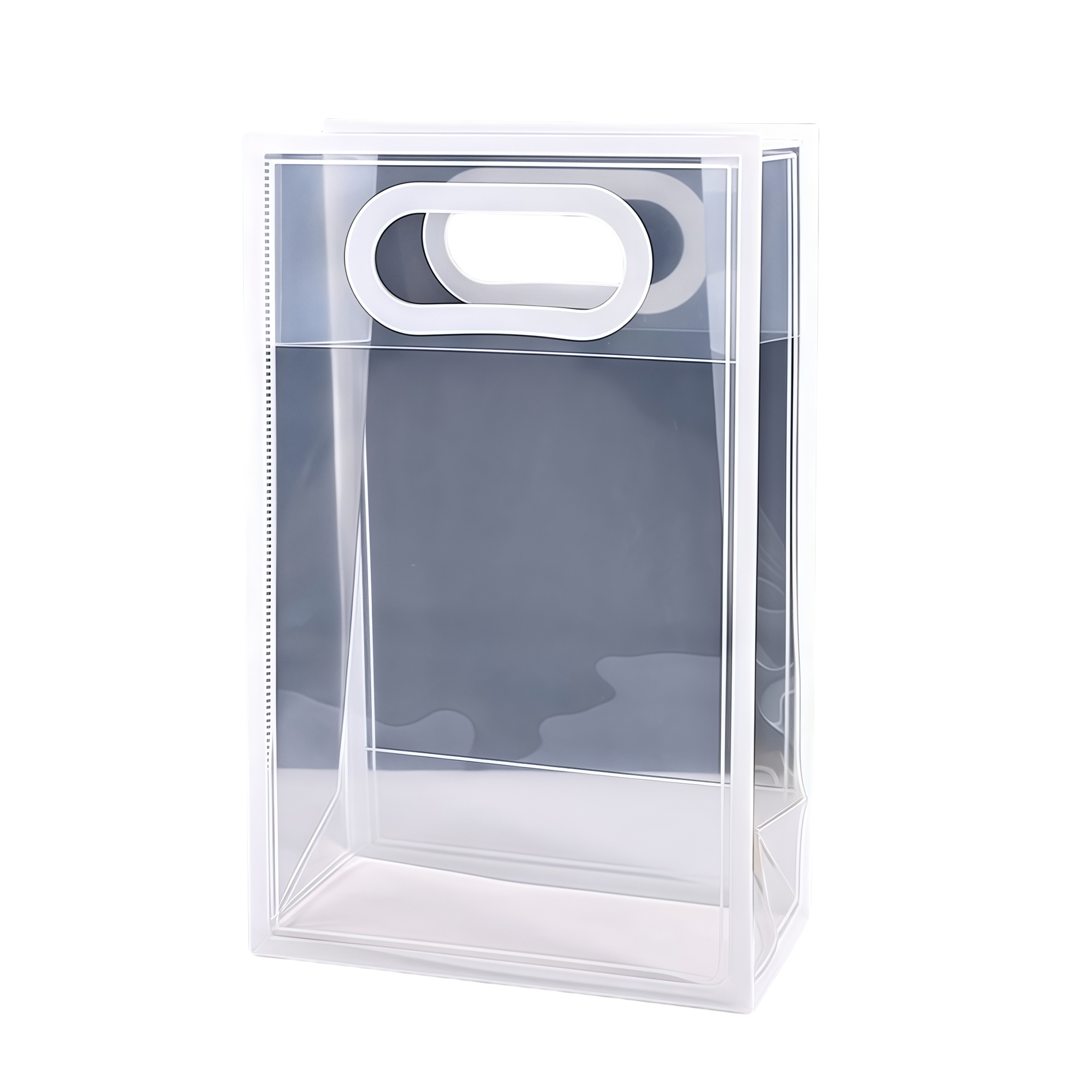 White Transparent Gift Bags for Cosmetics Wedding Favors Elegant Plastic Handbags 9.4x5.9x3.1" 2