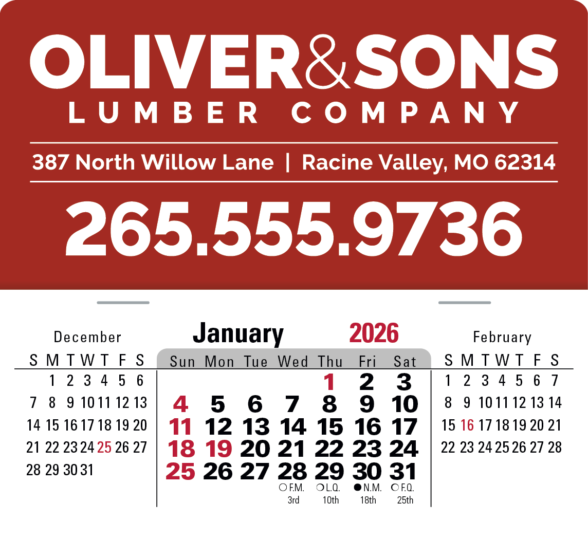 Press-N-Stick XL Header With 3-Month Horizontal Calendar 12-Month