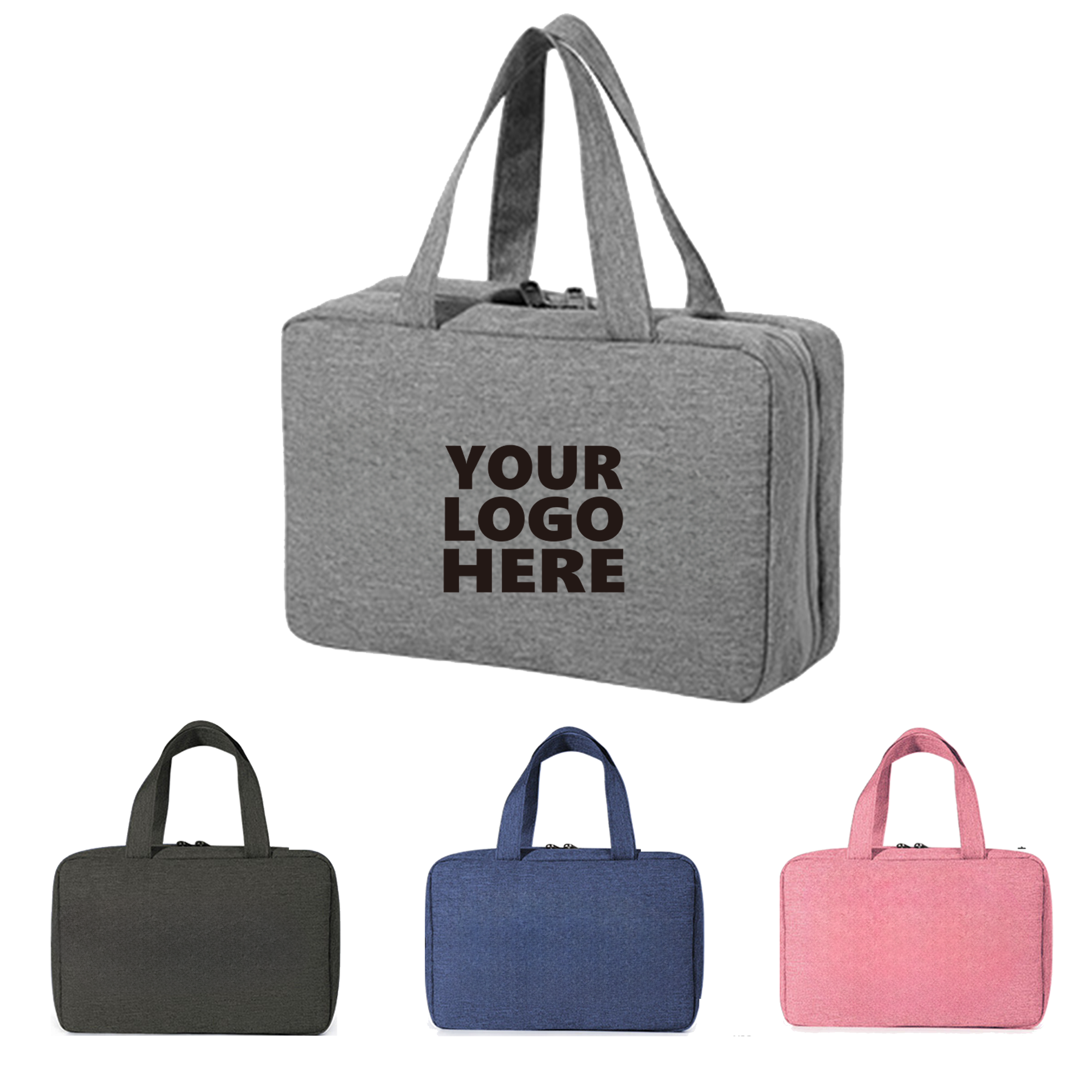 Foldable Travel Cosmetic Bag with Wet-Dry Sections 2