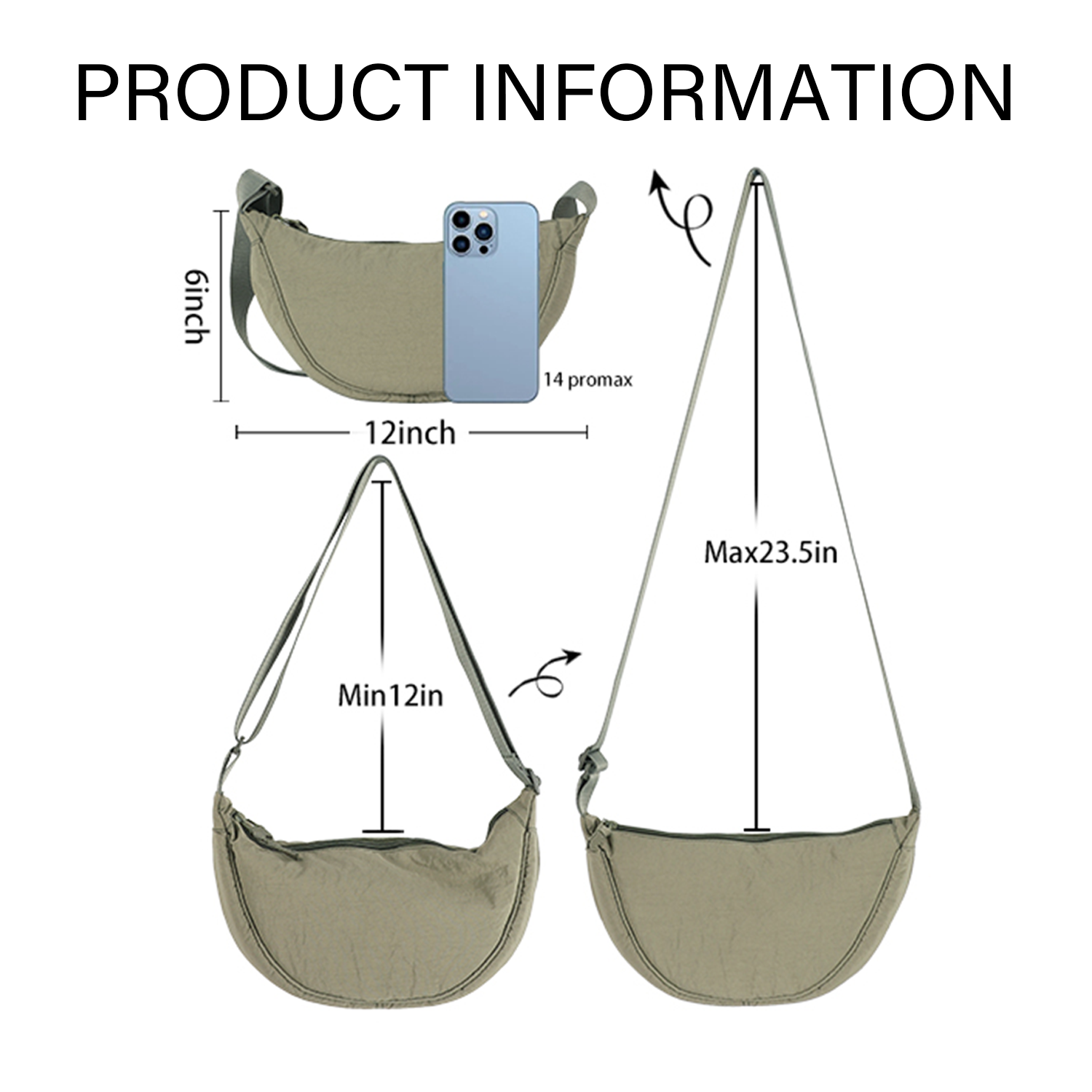 Nylon Lightweight Dumpling-Shaped Crossbody Shoulder Bag 4