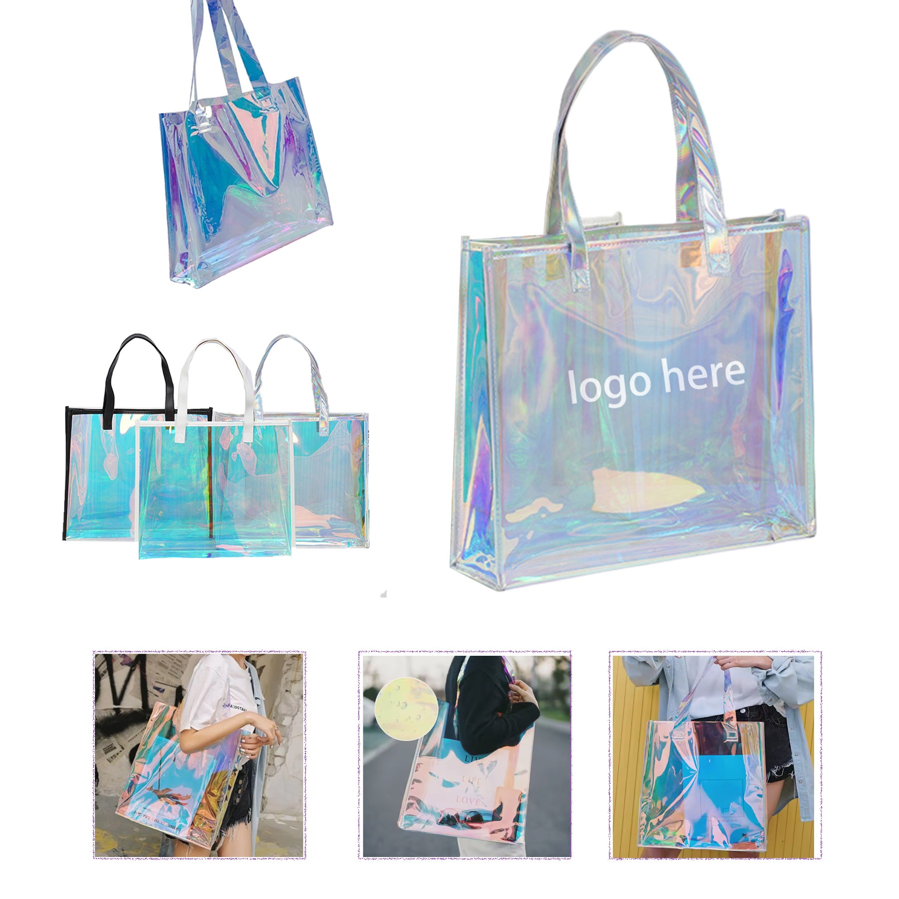 Pvc Holographic Colorful Tote Bag