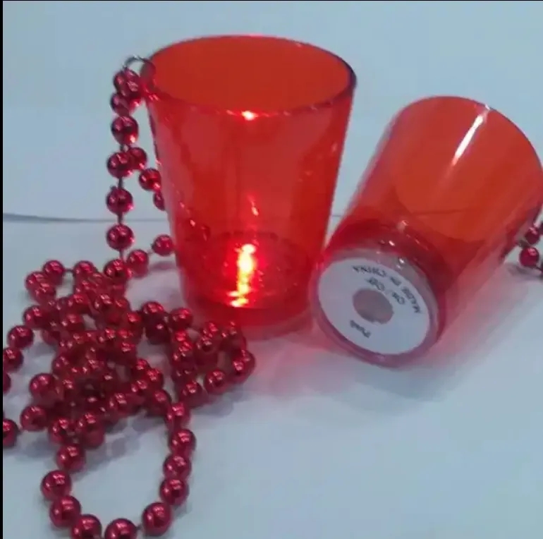 2 Oz. Light Up Green Shot Glass W/ Bead Necklace 3