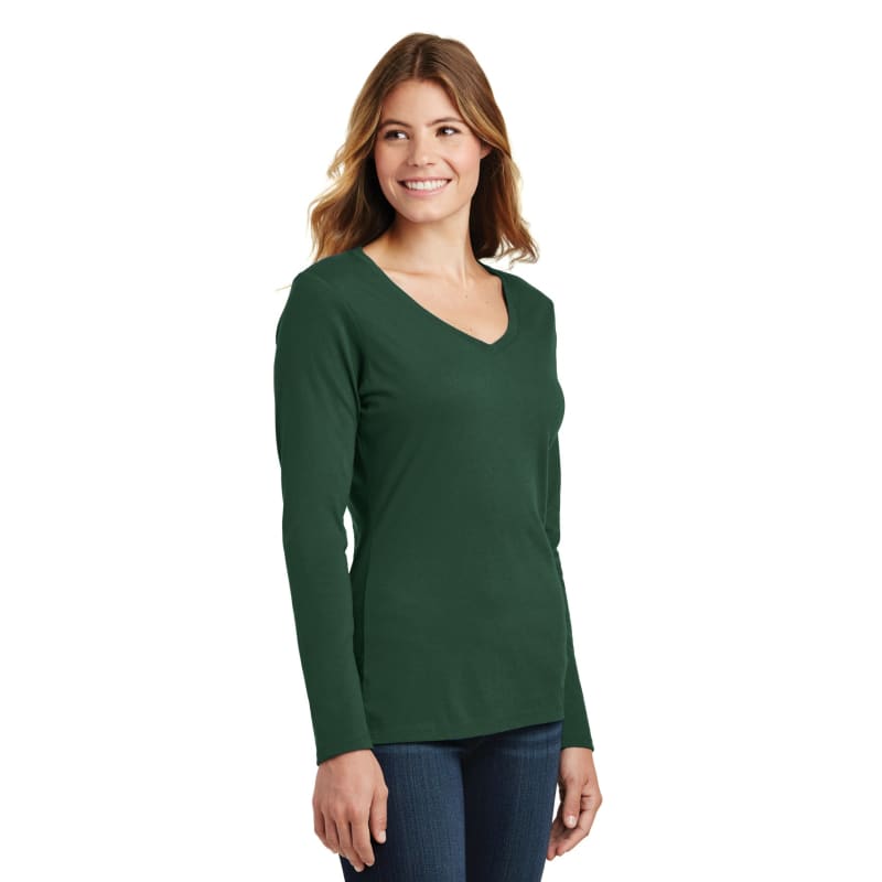 Port & Company Women's Long Sleeve Fan Favorite V-Neck Tee. 86