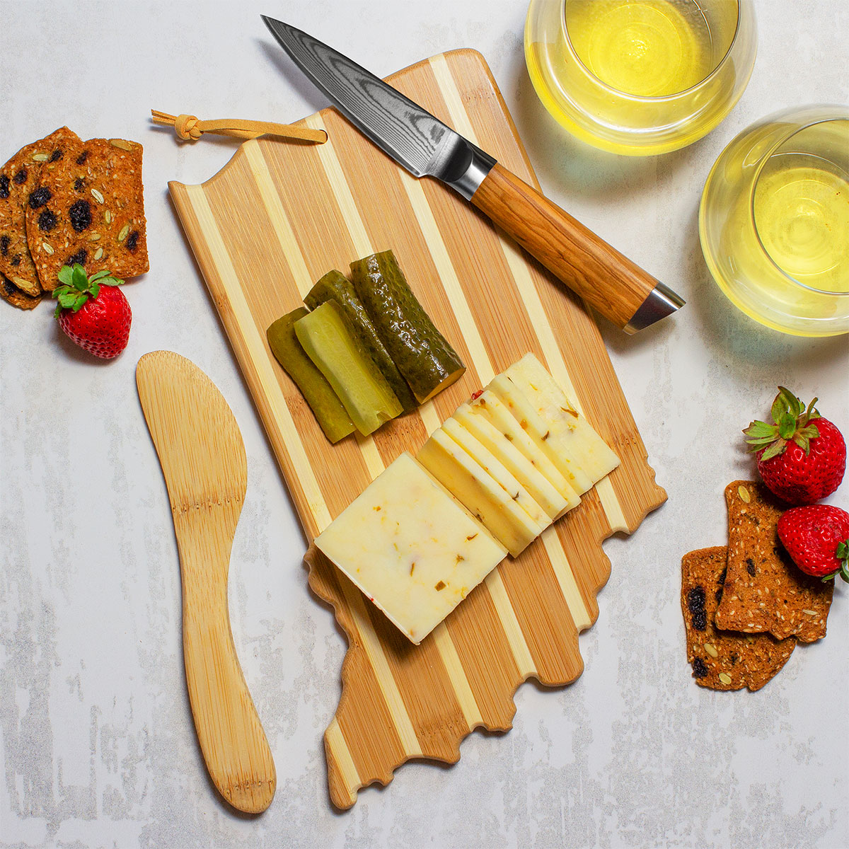 Indiana Charcuterie Board with Spreader Knife Gift Set 4