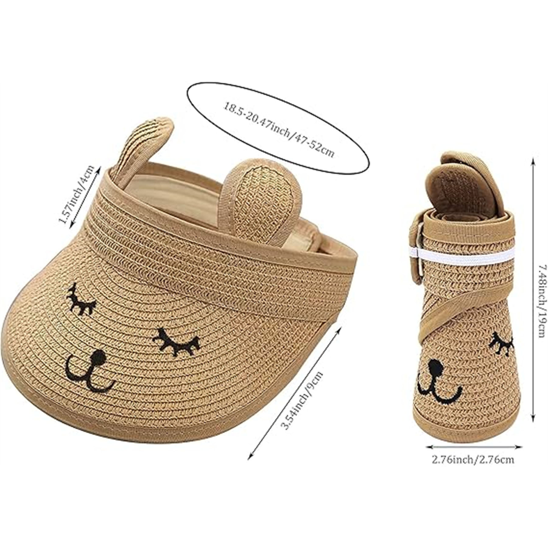 Toddler Wide Brim Cute Bunny Straw Hat 5
