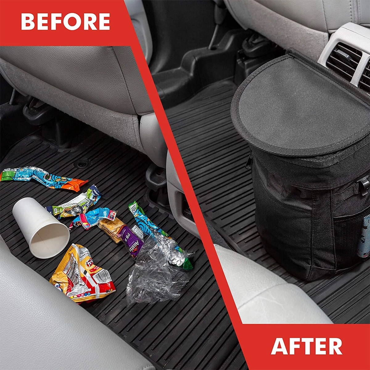 2.5 Gallon Spill-Proof Car Trash Can Hanging Garbage Bin 7