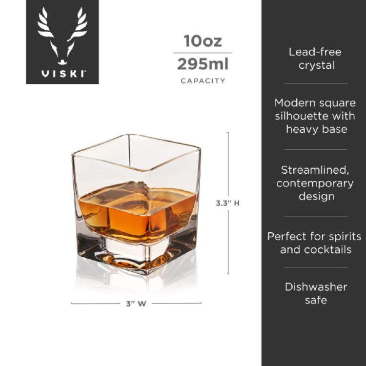 Viski® Braque Crystal Rocks Glass, set of 2 1