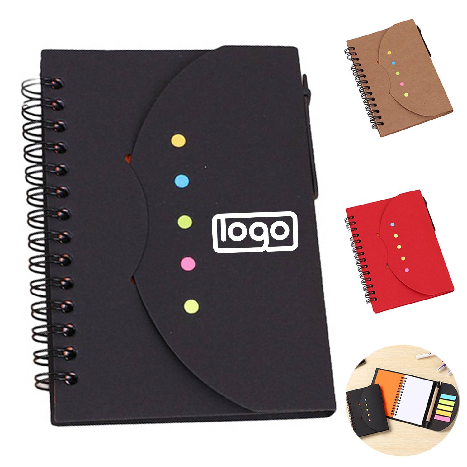 Sticky Notes Spiral Notebook w/ Pen 7