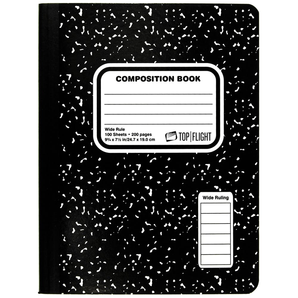 Marbled Composition Book - Wide Ruled 100 Sheets Black 1