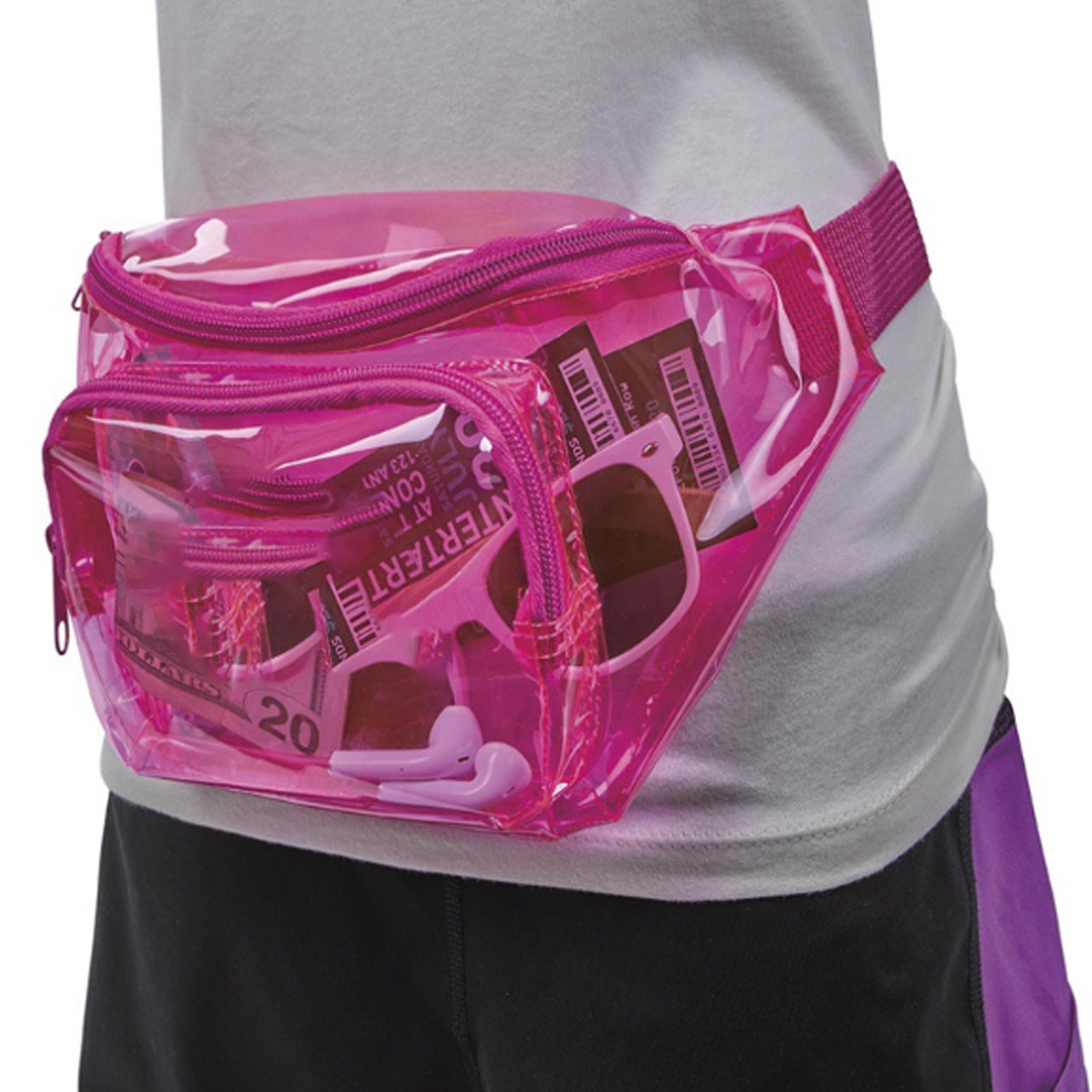 Clear PVC Fanny Pack W/ Adjustable Strap & Zipper Pockets 2