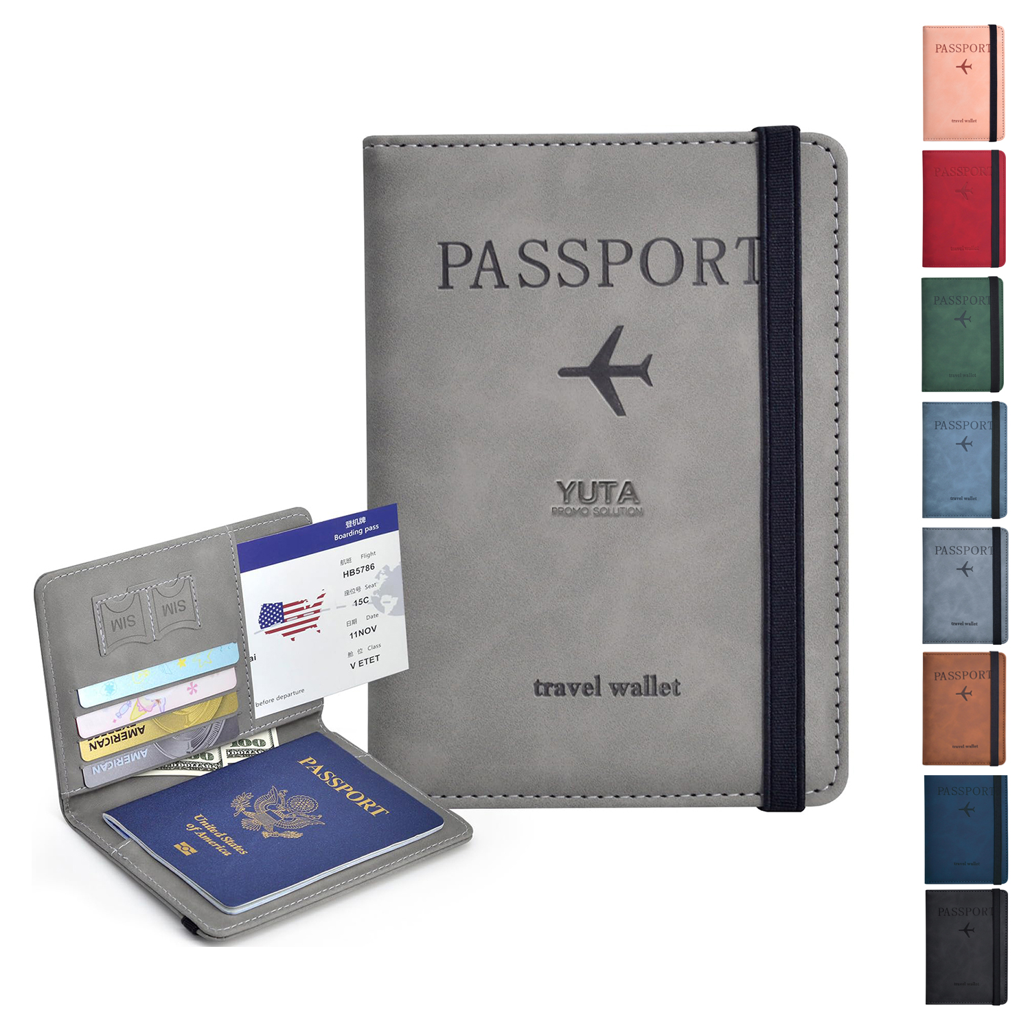 Stylish Pu Leather Rfid Travel Passport Holder 2