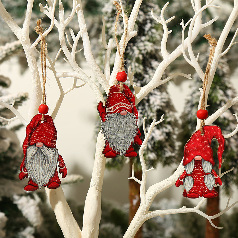 Christmas Santa Claus Household Wooden Pendant Set 3