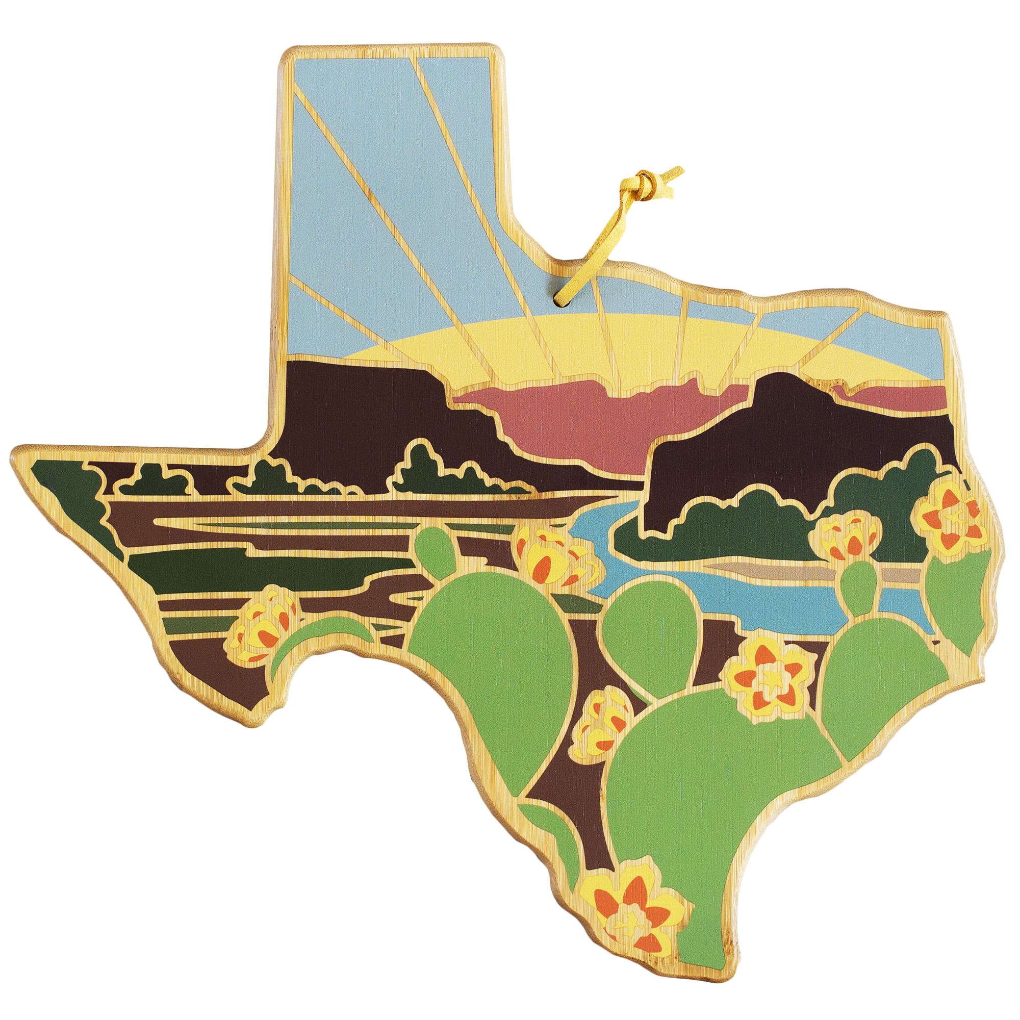 Texas State Shaped Cutting and Serving Board with Artwork by Summer Stokes