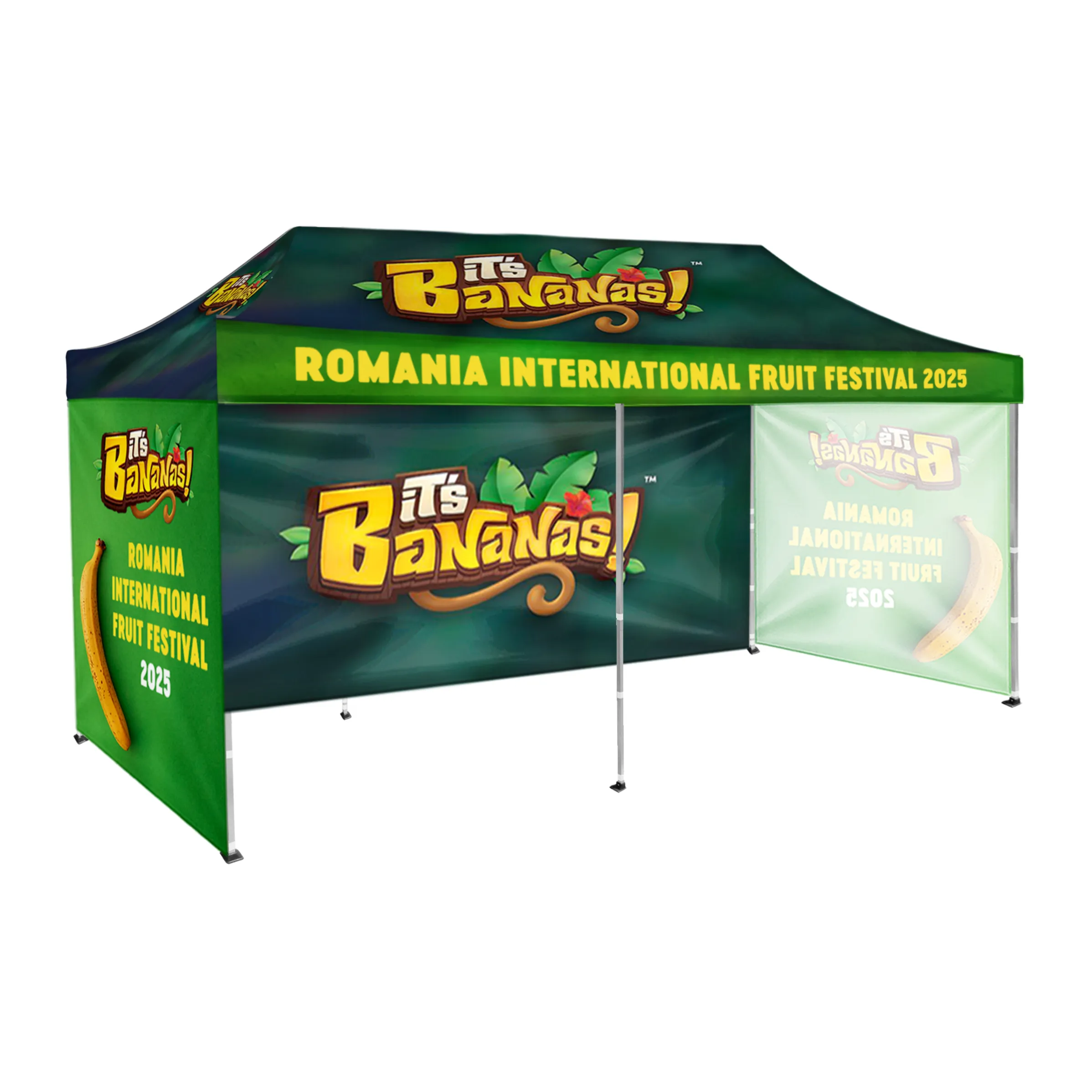 10'x20' Tent Canopy w frame, 1 long full + 2 side full walls 4