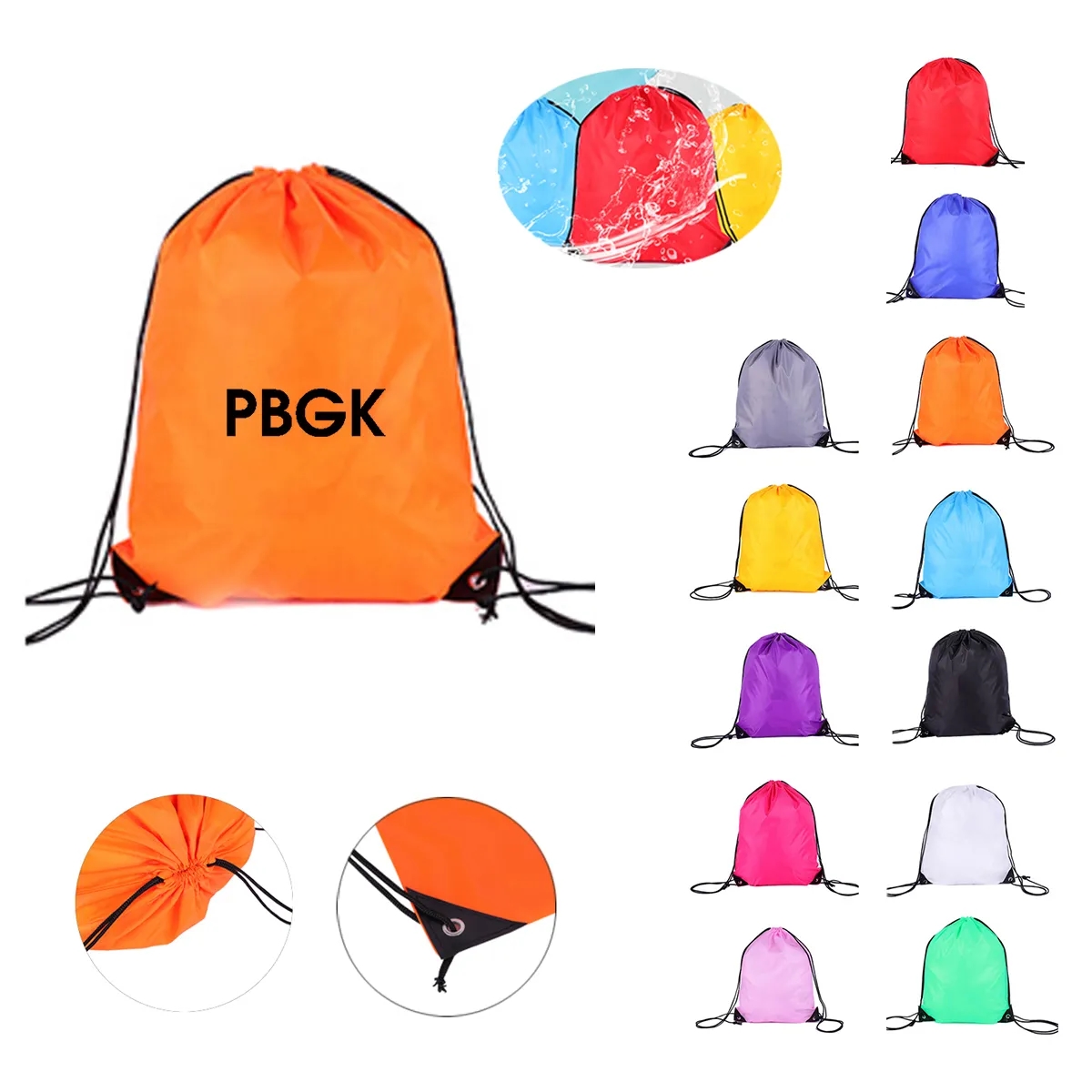 210D Polyester Drawstring Backpack 1