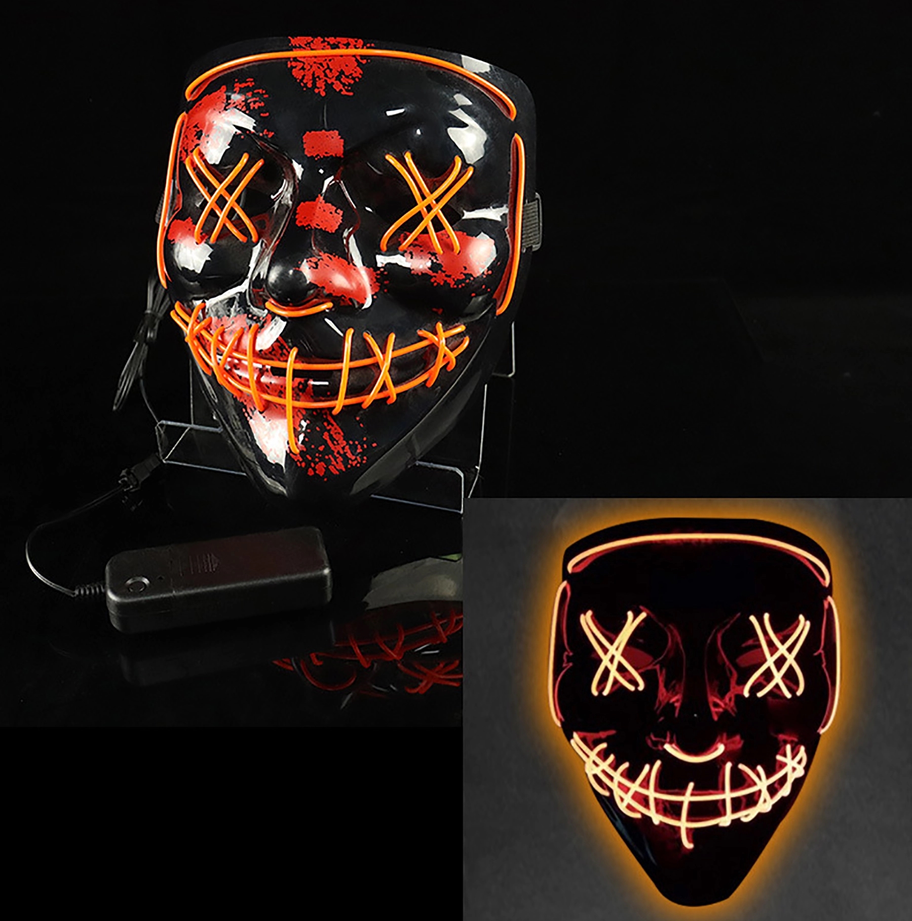 Scary LED Halloween Mask Cosplay Light Up for Men Women Kids 12