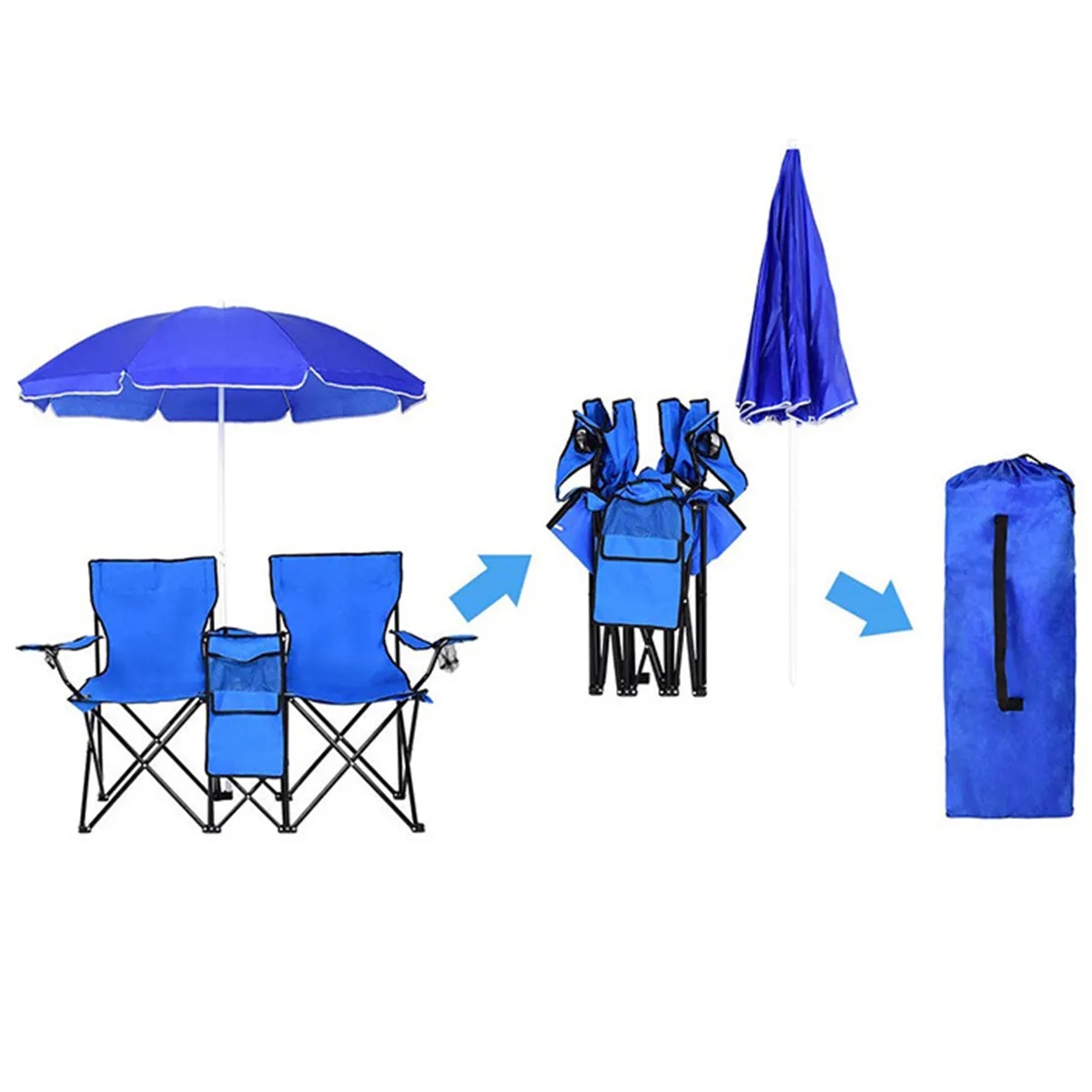 Folding Outdoor Double Chair with Removable Umbrella 4
