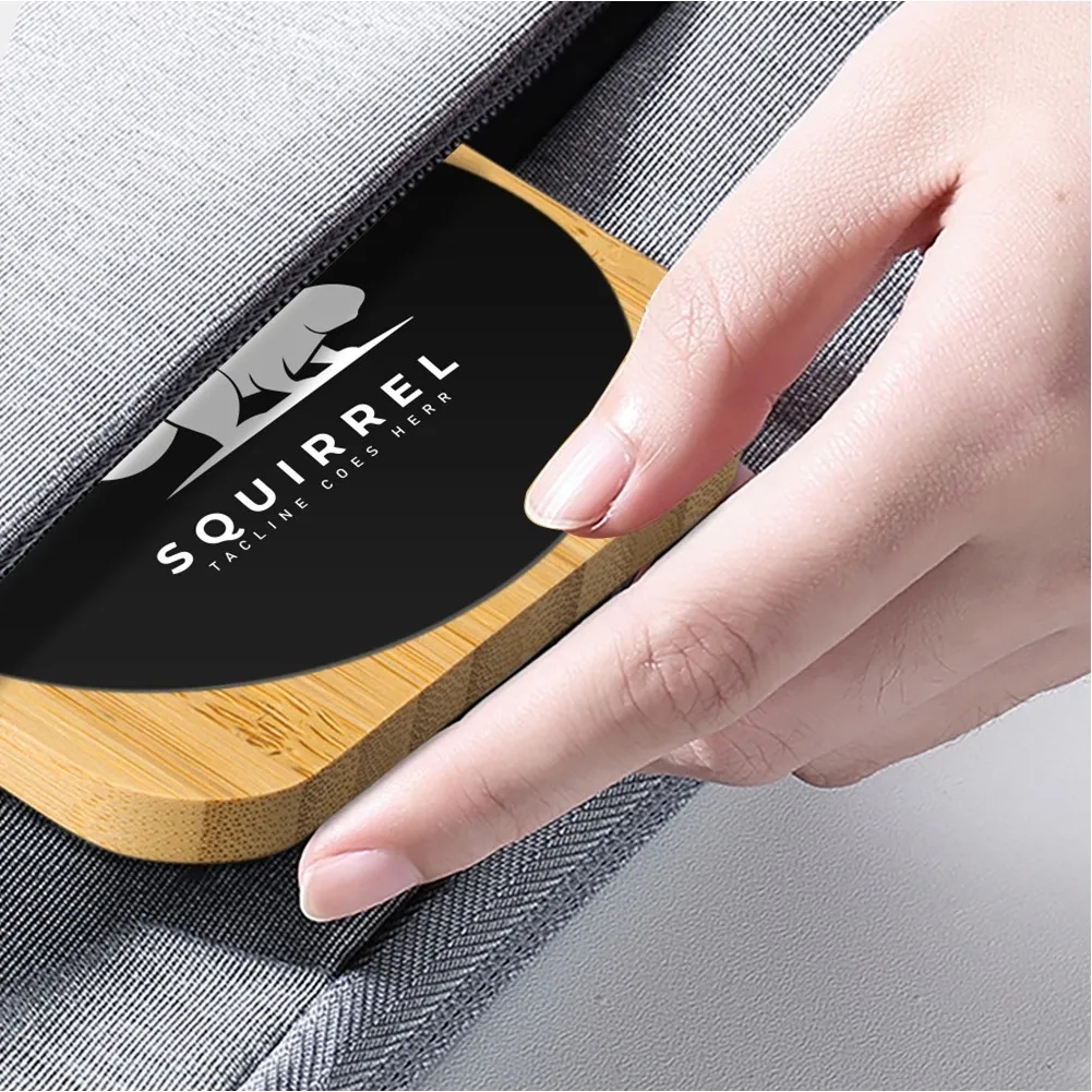 15W Fast Wireless Charger Nature Bamboo Light Up Your Logo 2
