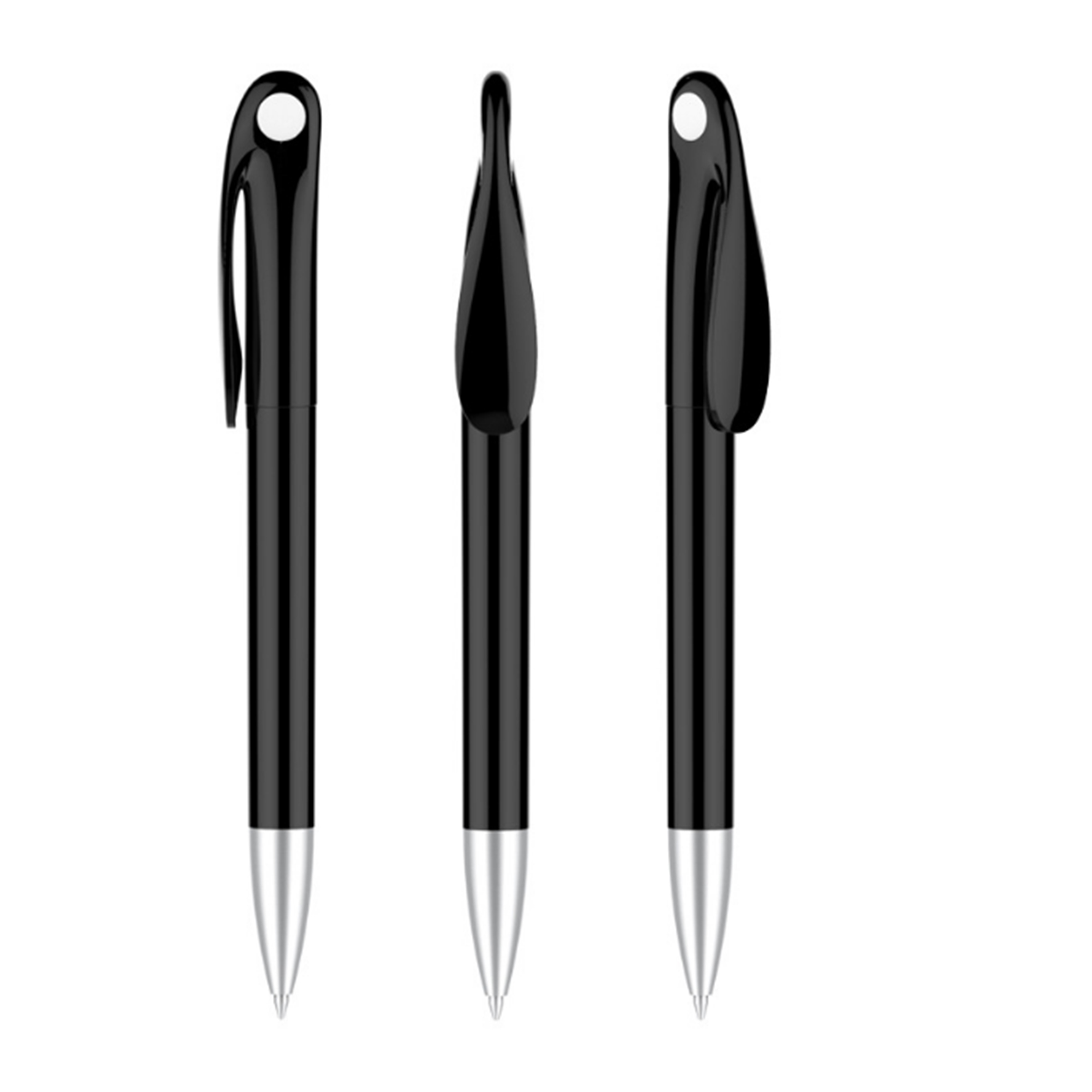 Durable Clip Plastic Black Ballpoint Pen 6