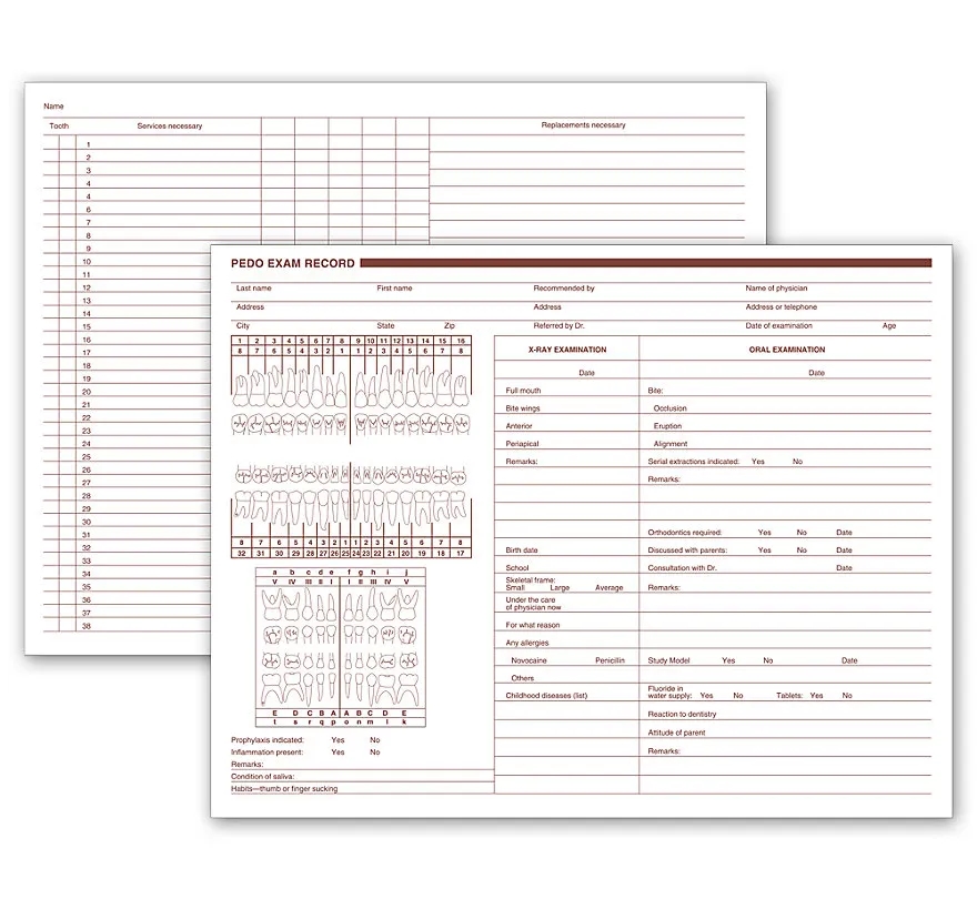 Pediatric Dental Exam Records, 2-Sided 1