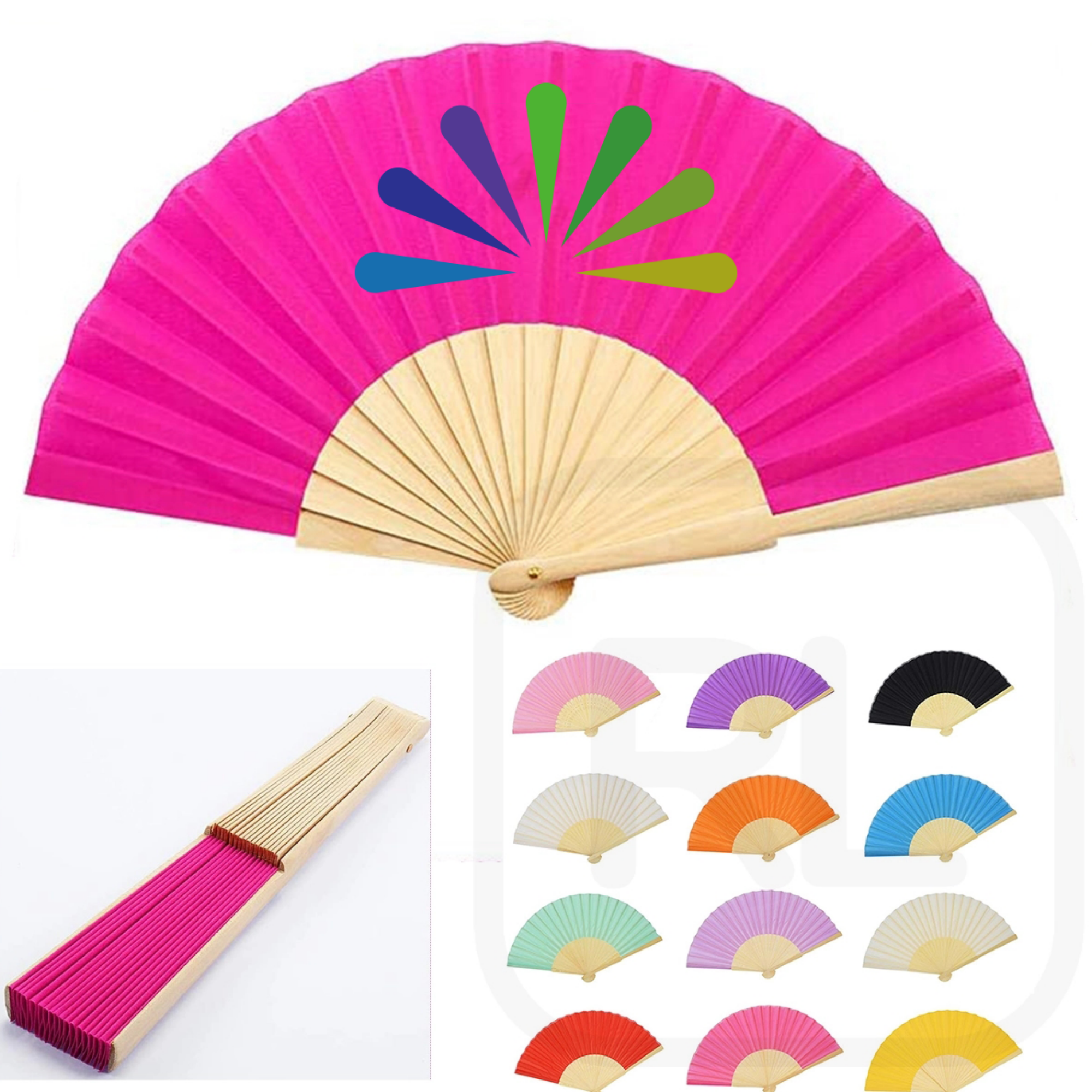 Full-color Folding Bamboo Paper Hand Fan 2