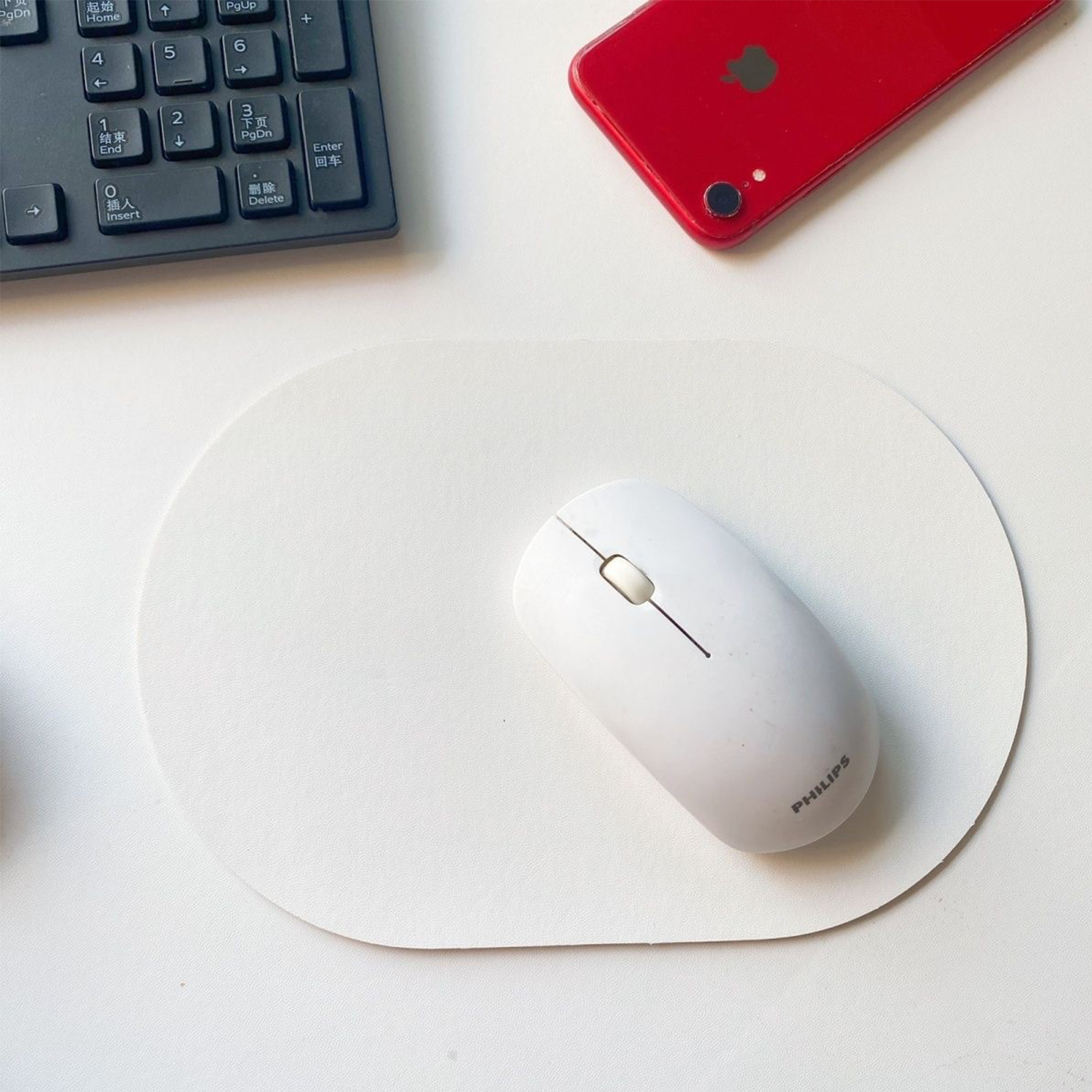 Oval PU Leather Solid Color Mouse Pad 11