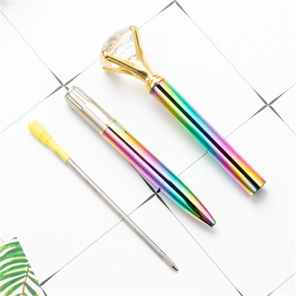 Big Crystal Diamond Pens Rainbow Metal Ballpoint 4