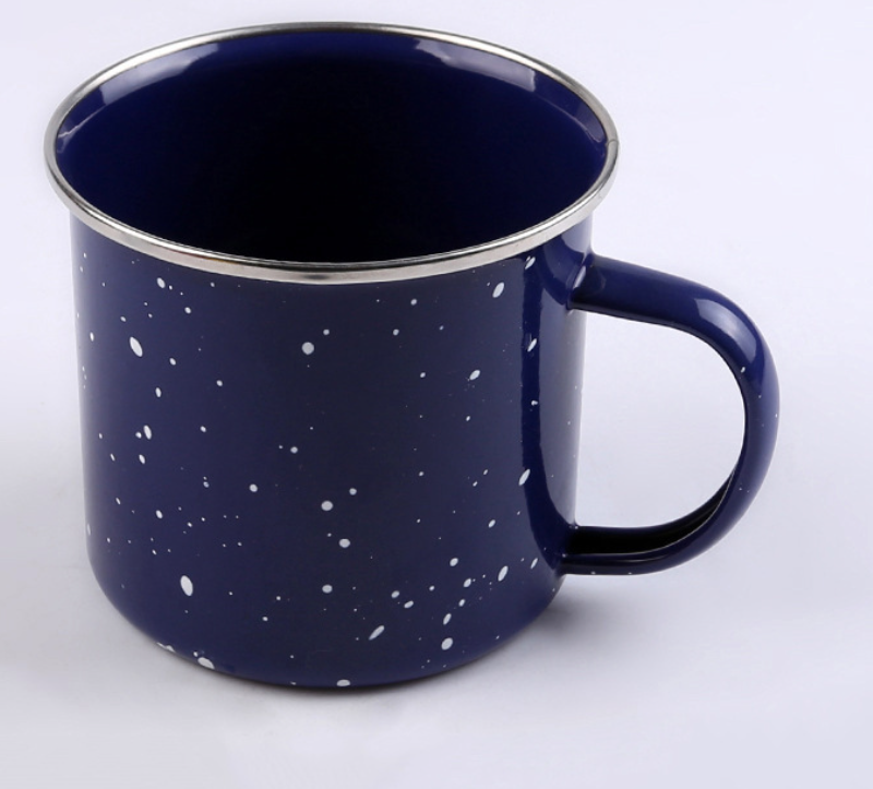 Custom 12oz.Speckled Enameled Cup w/ Polished Stainless Stee 3