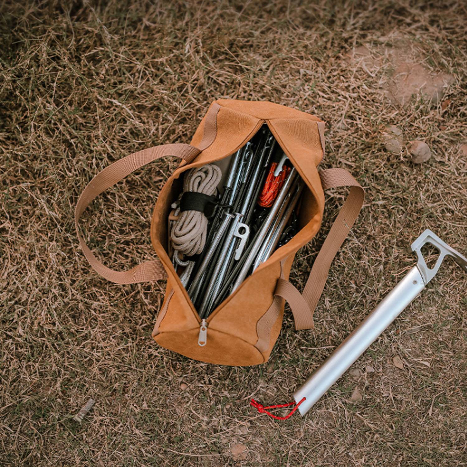 Outdoor canvas Camping Accessory Storage Cylinder Bag 4