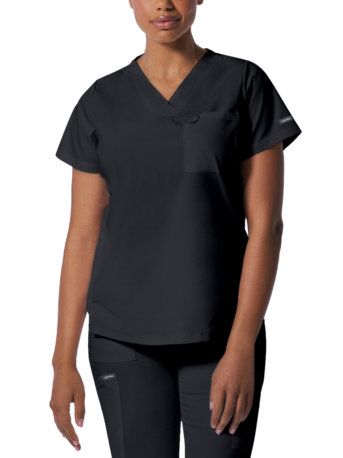 Landau - ProFlex - Women's Two-Pocket Back Princess Seamed V-Neck Top 3