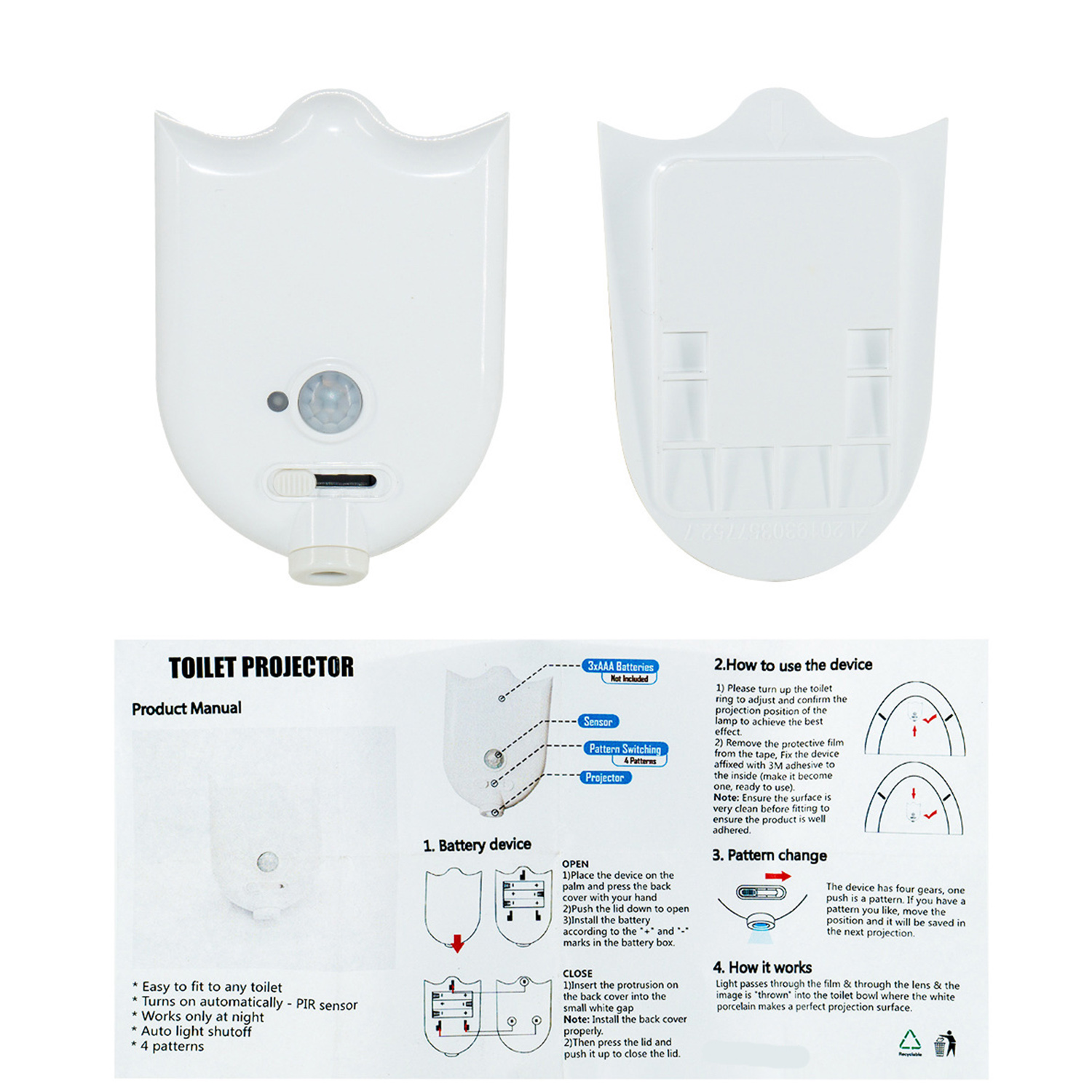 Intelligent Induction Toilet Projection Night Light 3