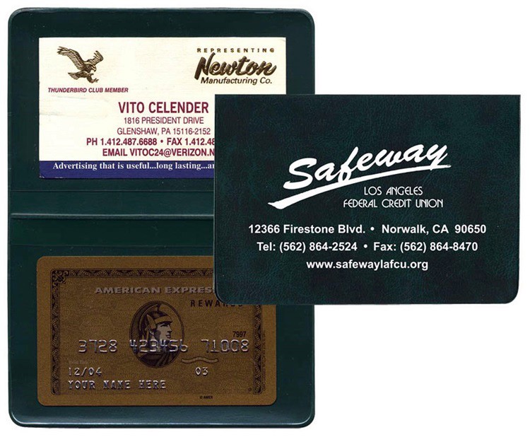 Executive Vinyl Fold Over Card Cases with Two Clear Pockets 12