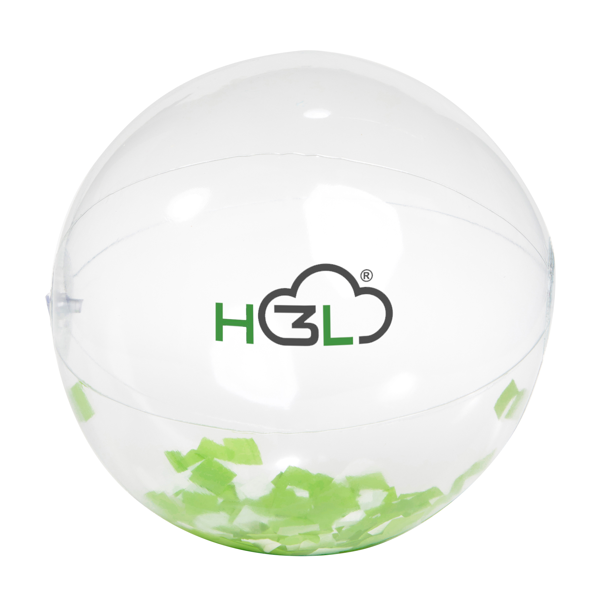 16" Green and White Confetti Filled Round Clear Beach Ball 3