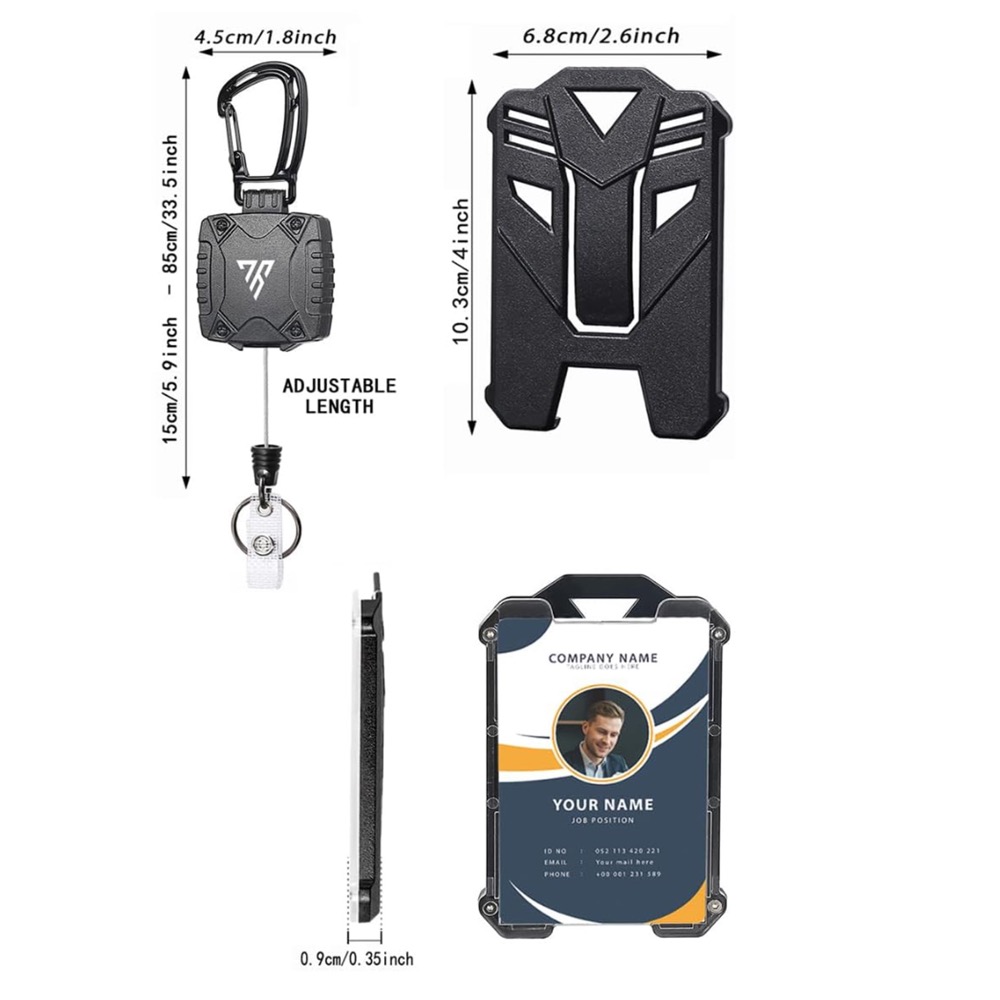 2 Set Retractable Badge Holders Heavy Duty Carabiner Reel Tactical Keychain With Id Holders 1