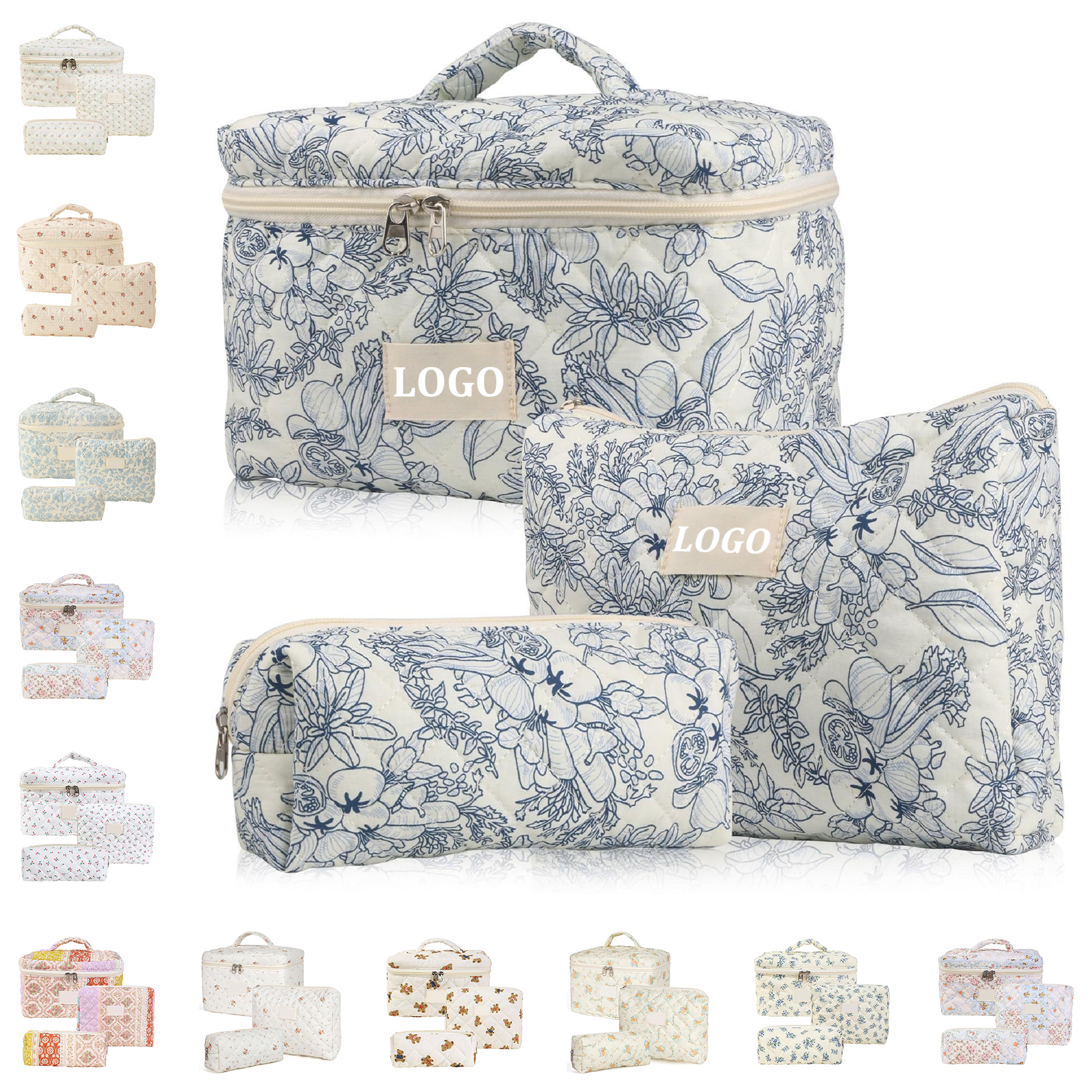 3 Pack Cotton Makeup Bag Set 2