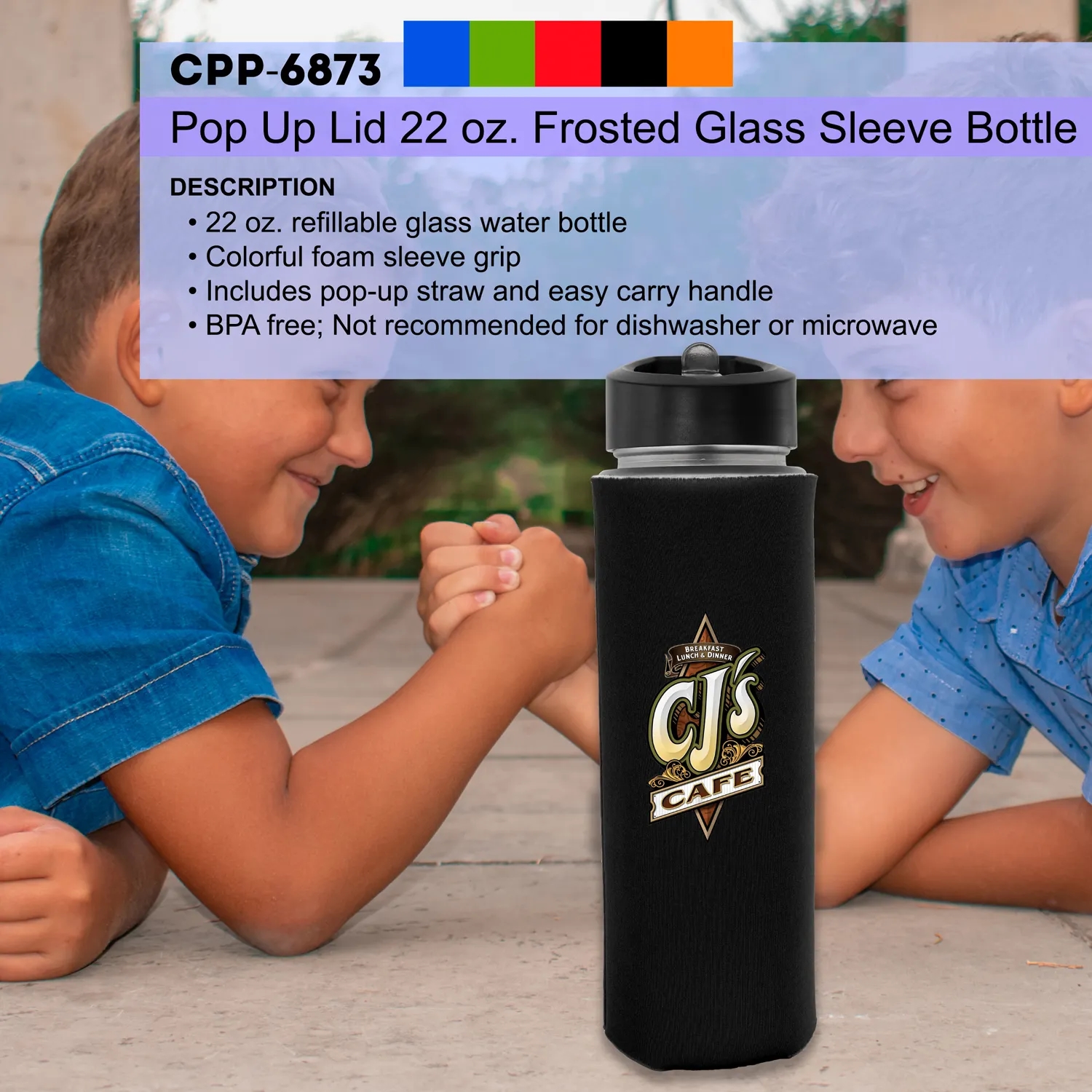 Pop Up 22 oz. Frosted Glass Sleeve Bottle 4