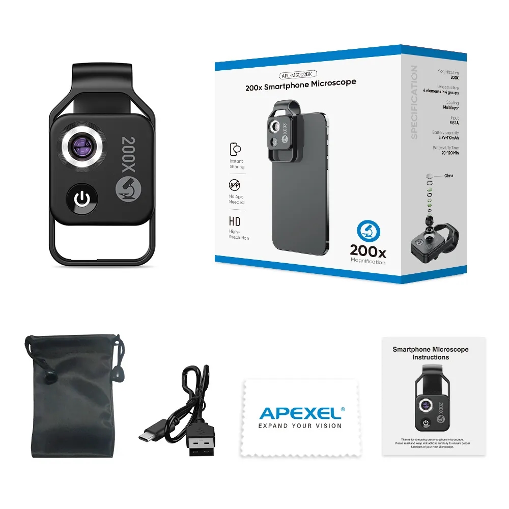 200X Phone Mini Pocket Microscope With LED Light 5