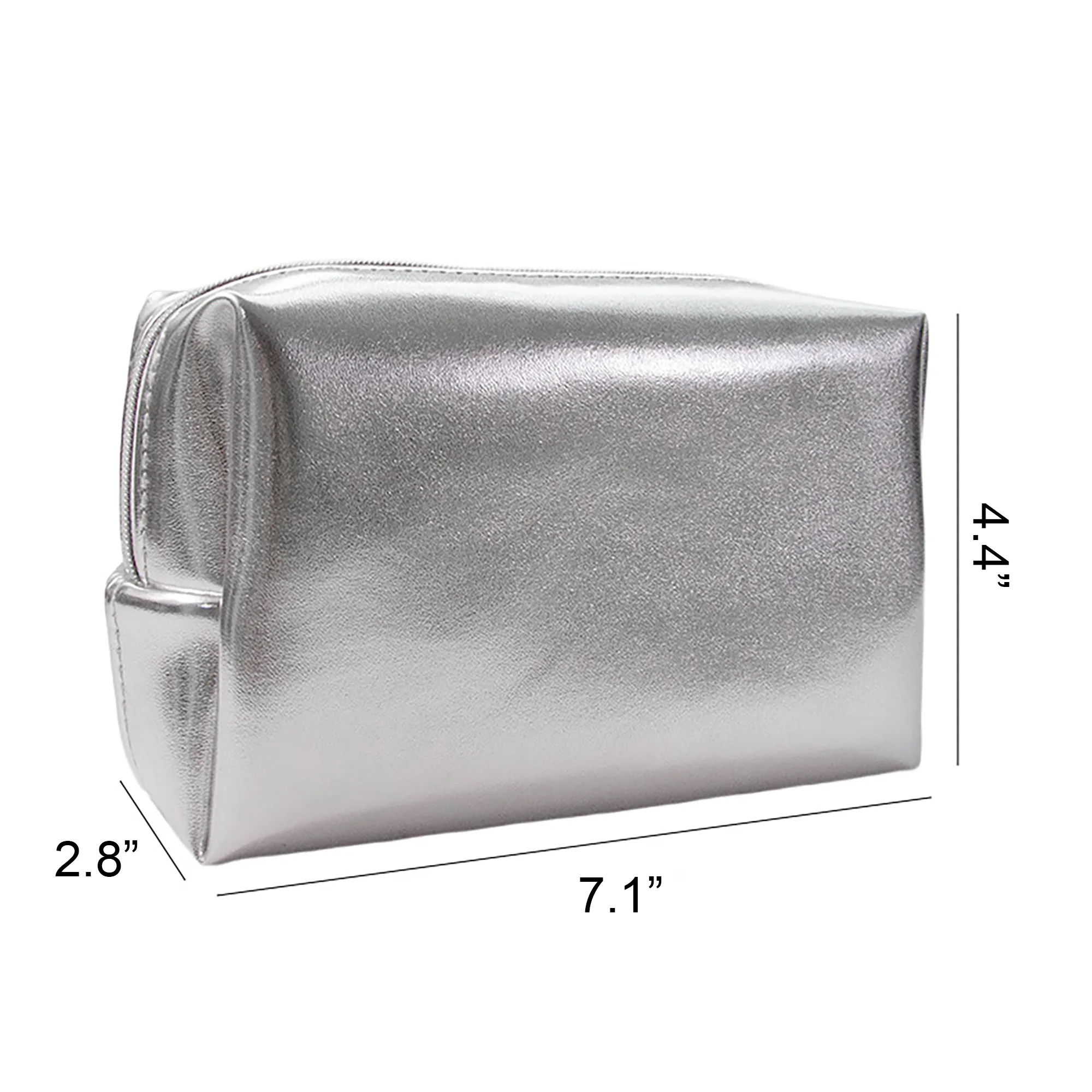 Premium Pu Leather Cosmetic Bag-Silver MOQ 50pcs 2