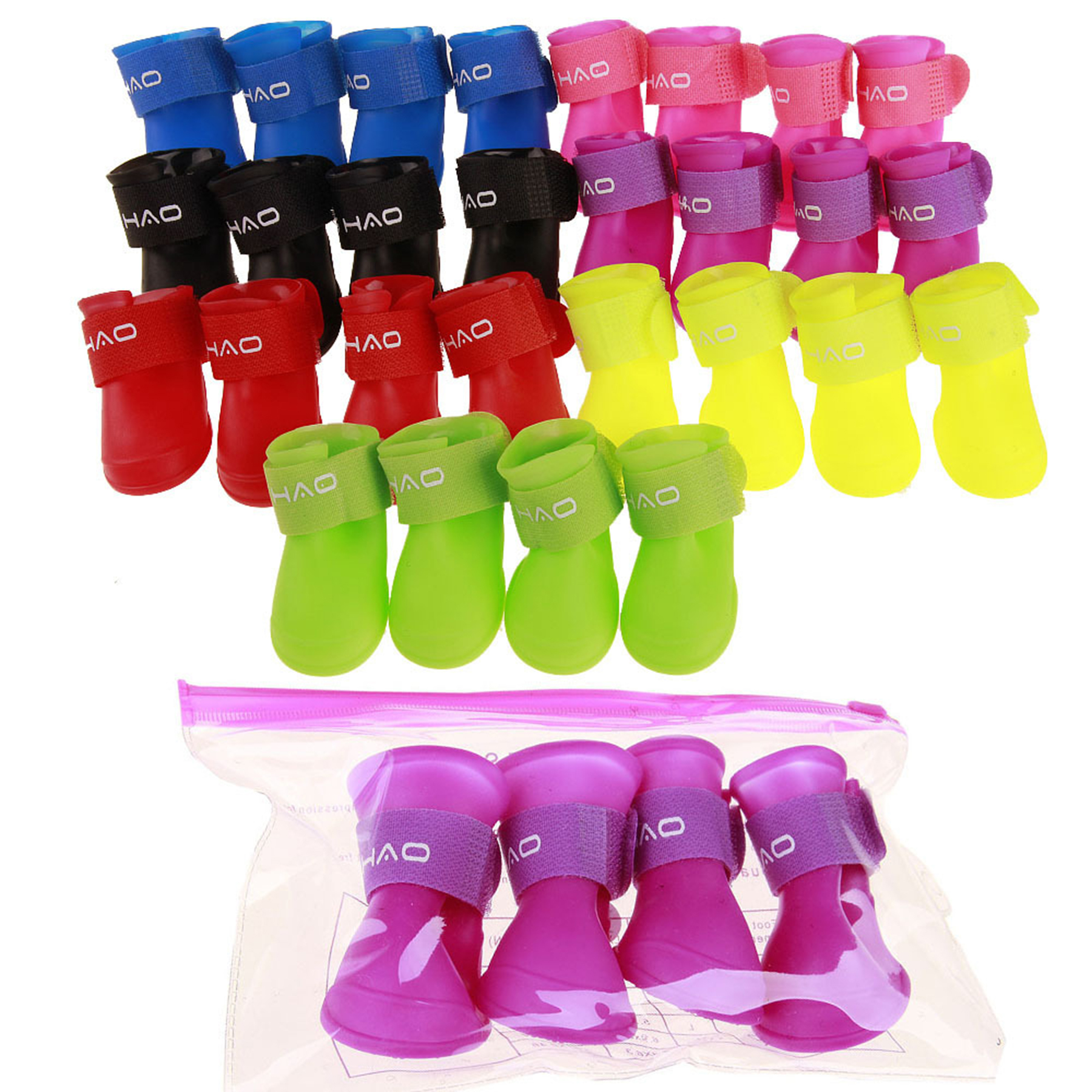 4 Pcs Dog Non-Slip Rubber Boots Rain Shoes 4